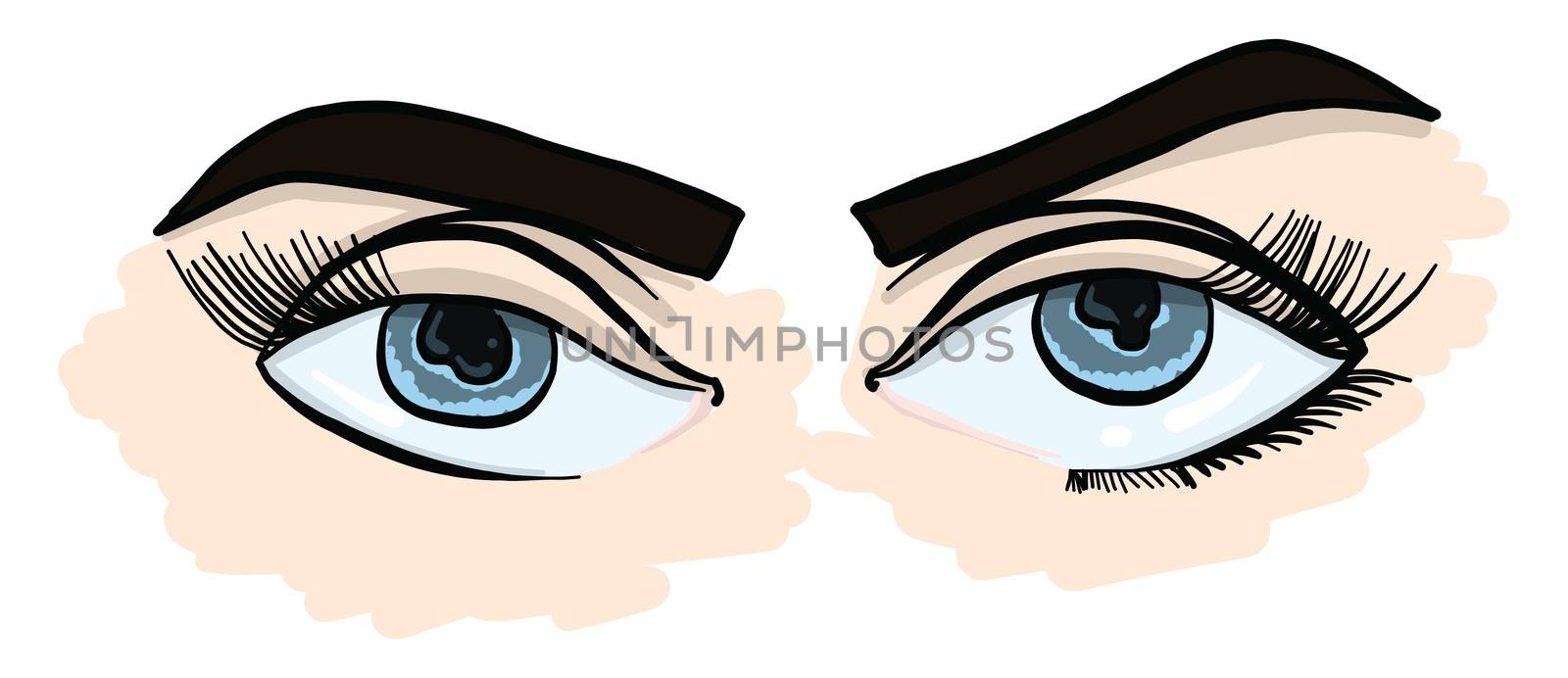 Girl with blue eyes , illustration, vector on white background by Morphart