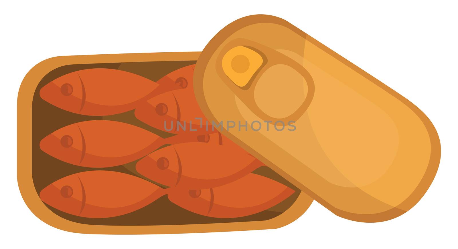 Canned fish food , illustration, vector on white background by Morphart
