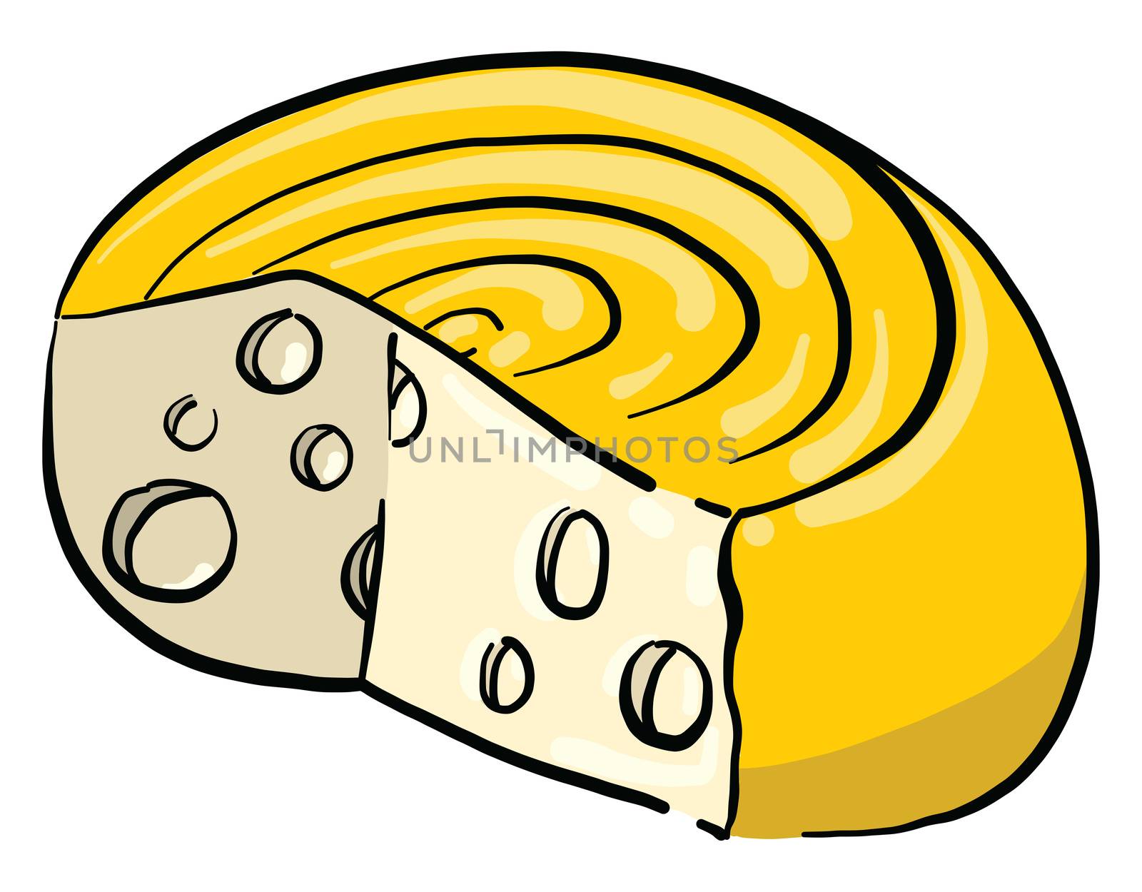 Hard cheese , illustration, vector on white background by Morphart
