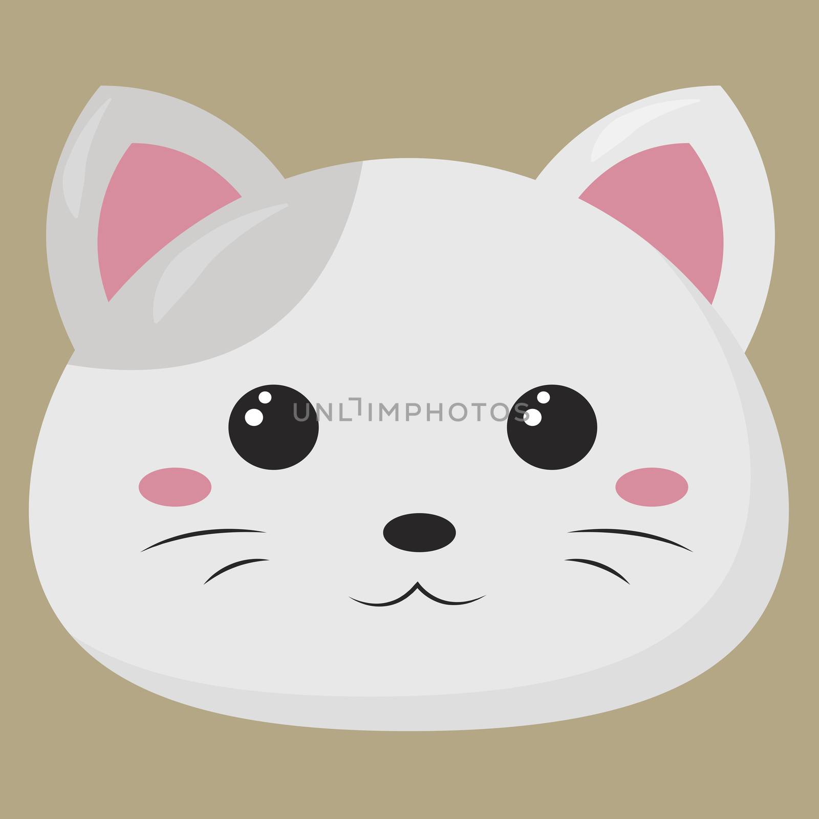 Cute white cat , illustration, vector on white background by Morphart