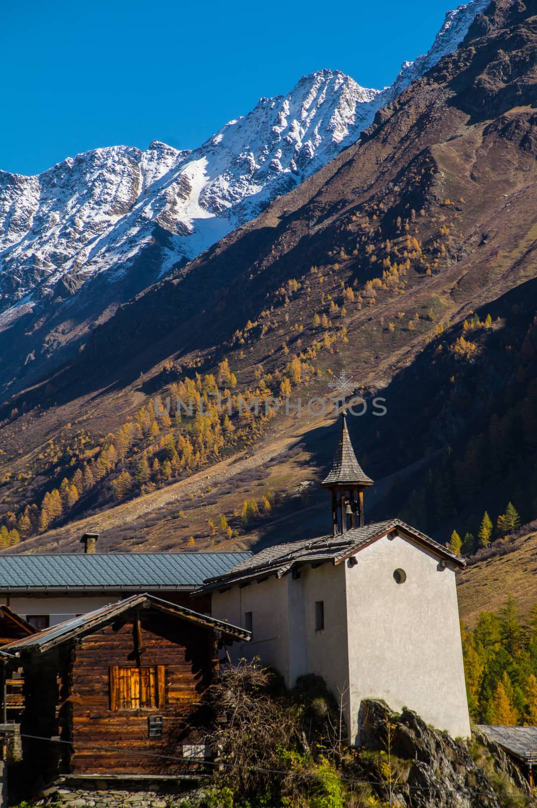 landscape of the Swiss Alps in autumn by bertrand