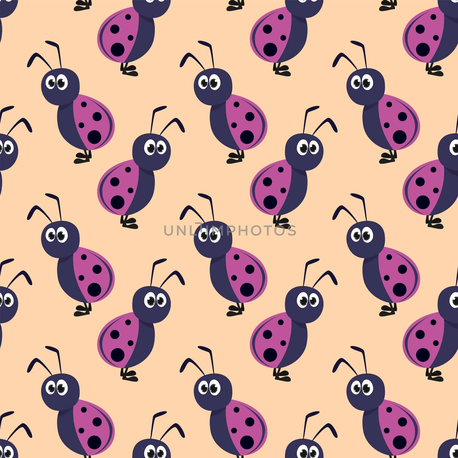 Ladybugs pattern , illustration, vector on white background by Morphart