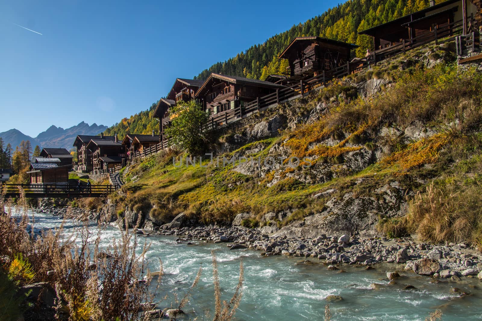 landscape of the Swiss Alps in autumn by bertrand