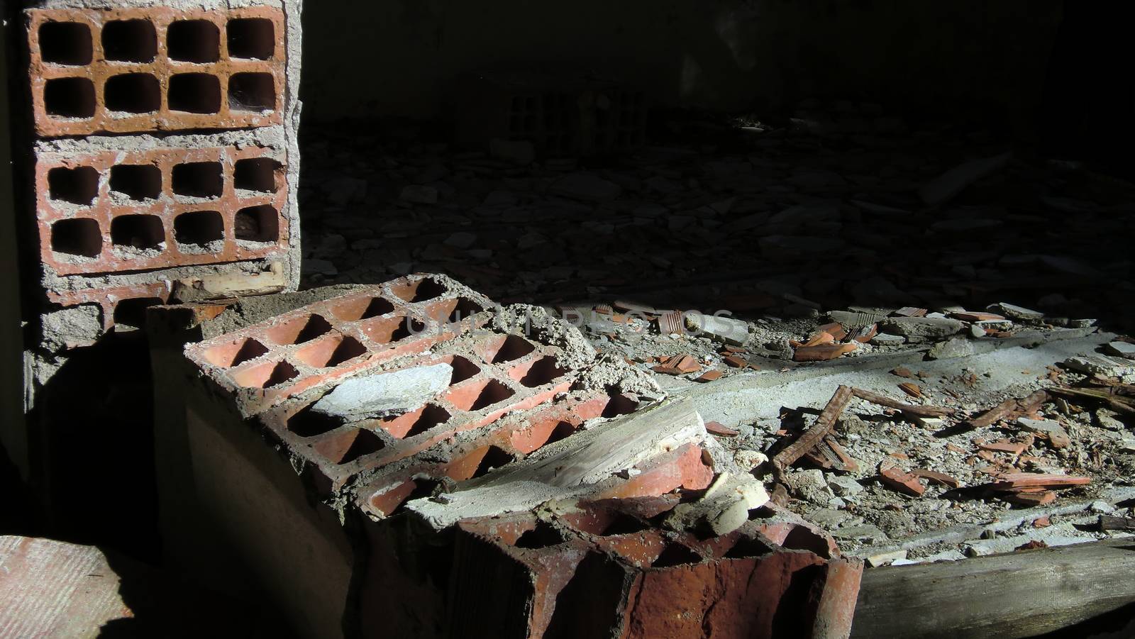 Ruin abandoned on the dolomites, an old abandone building from exterior