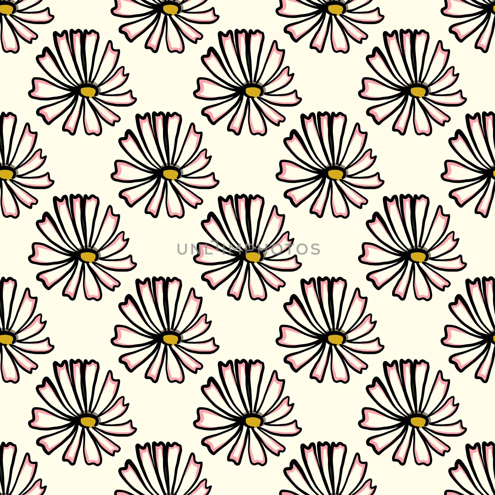 Daisies pattern , illustration, vector on white background by Morphart