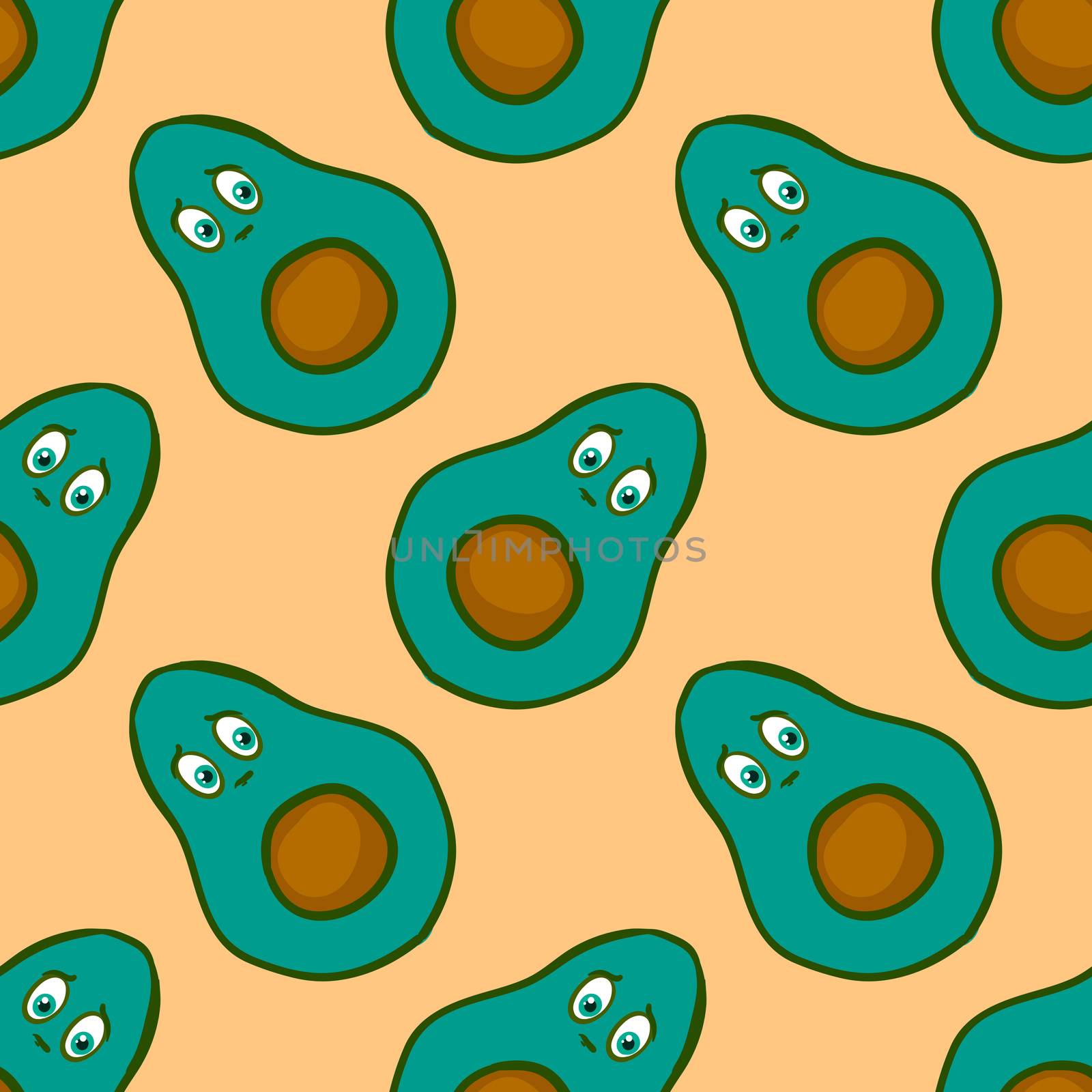 Cute avocado pattern , illustration, vector on white background by Morphart