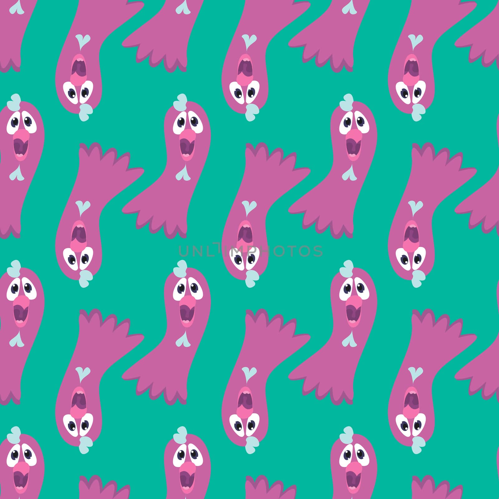Pink monster pattern , illustration, vector on white background by Morphart