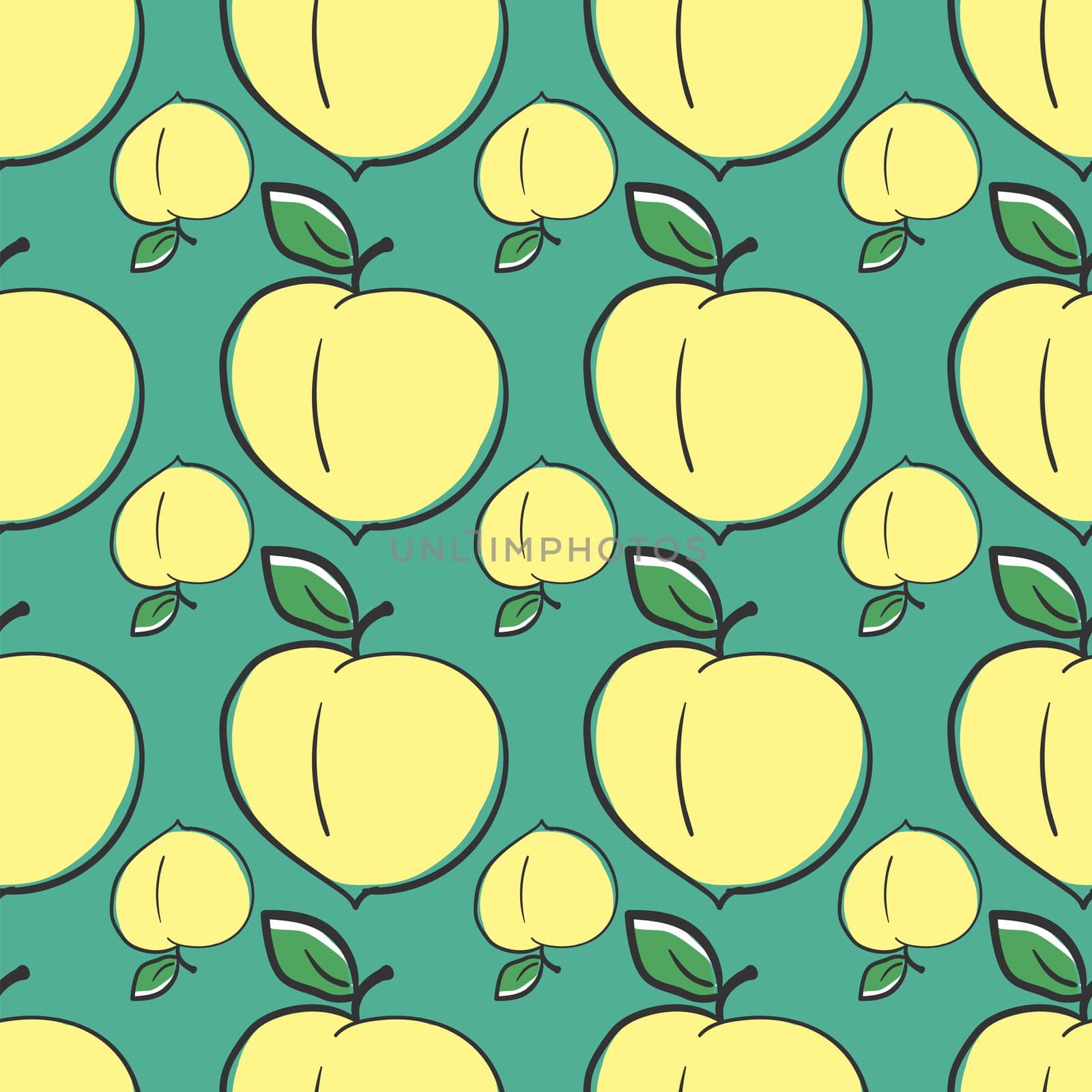 Cute peach pattern , illustration, vector on white background by Morphart