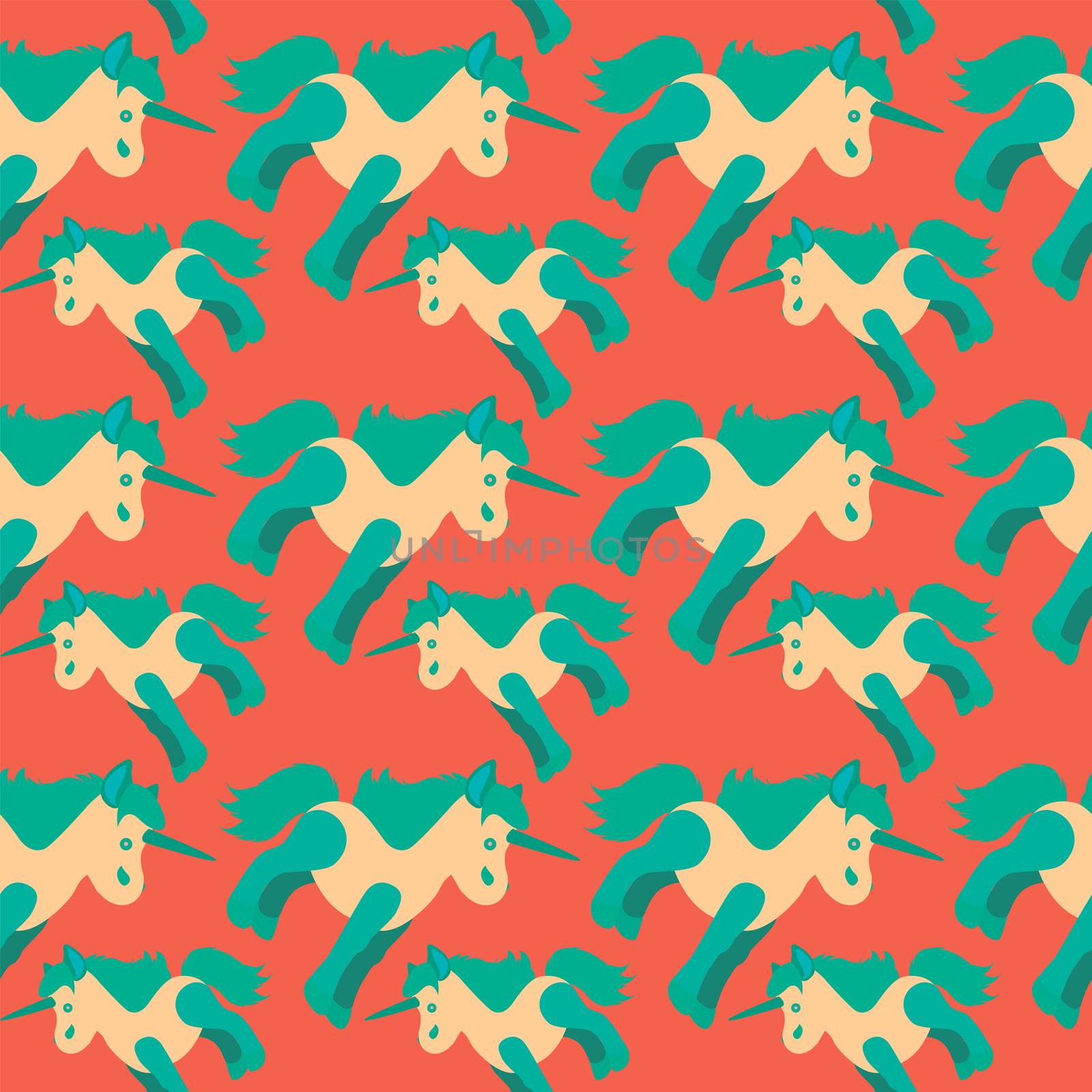 Cute unicorns pattern , illustration, vector on white background by Morphart