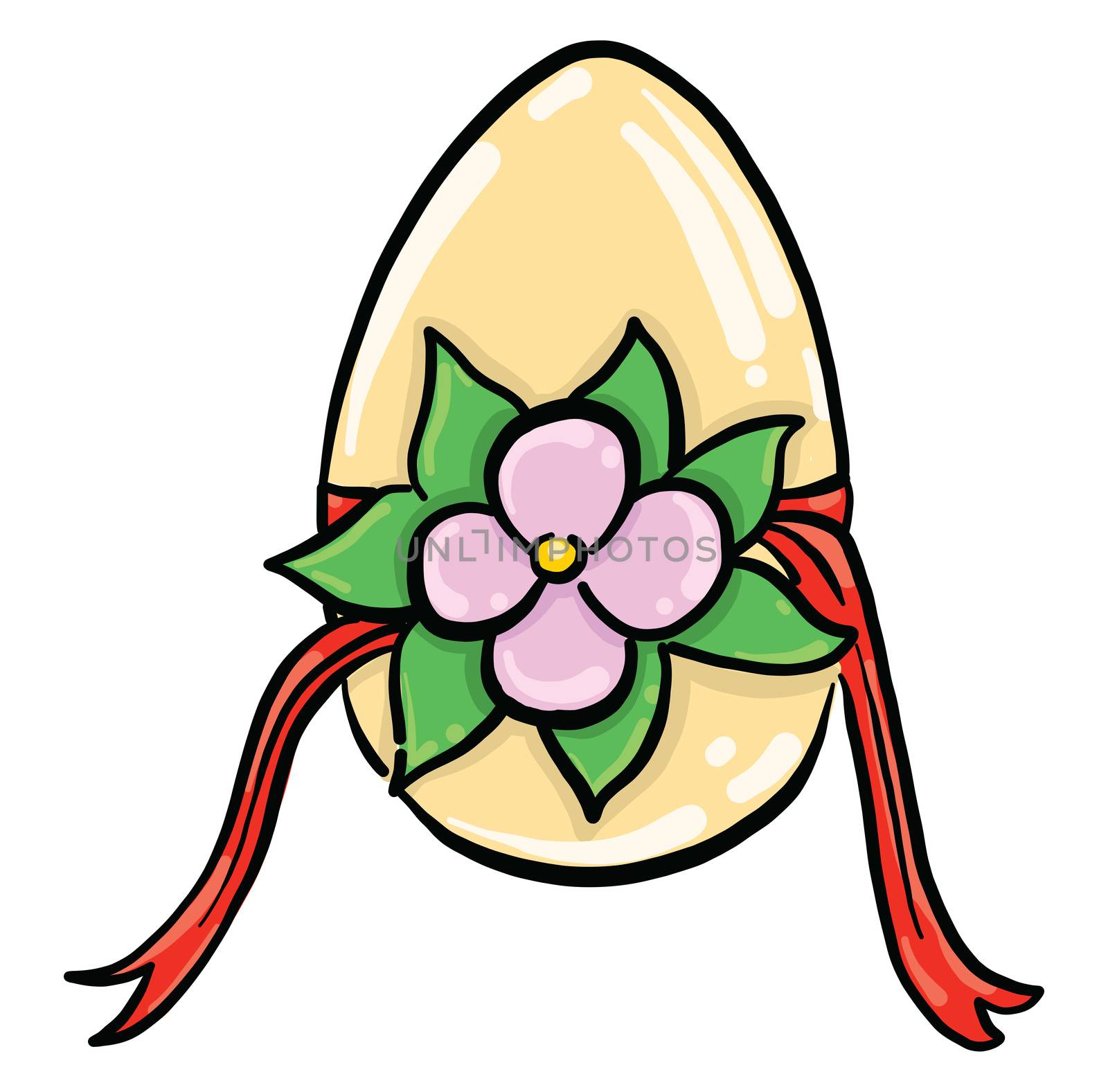 Easter egg with flower , illustration, vector on white background