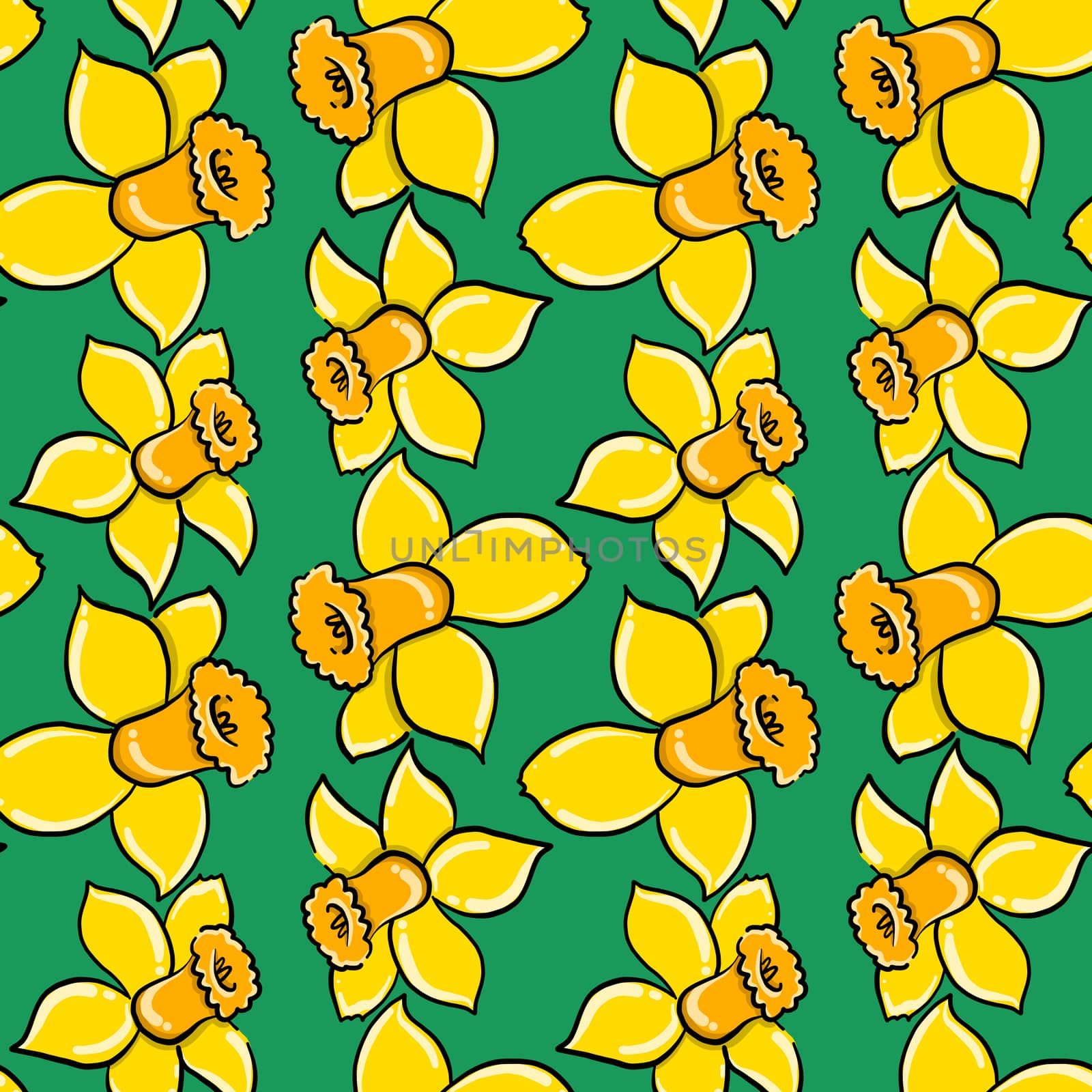 Yellow flowers pattern , illustration, vector on white backgroun by Morphart