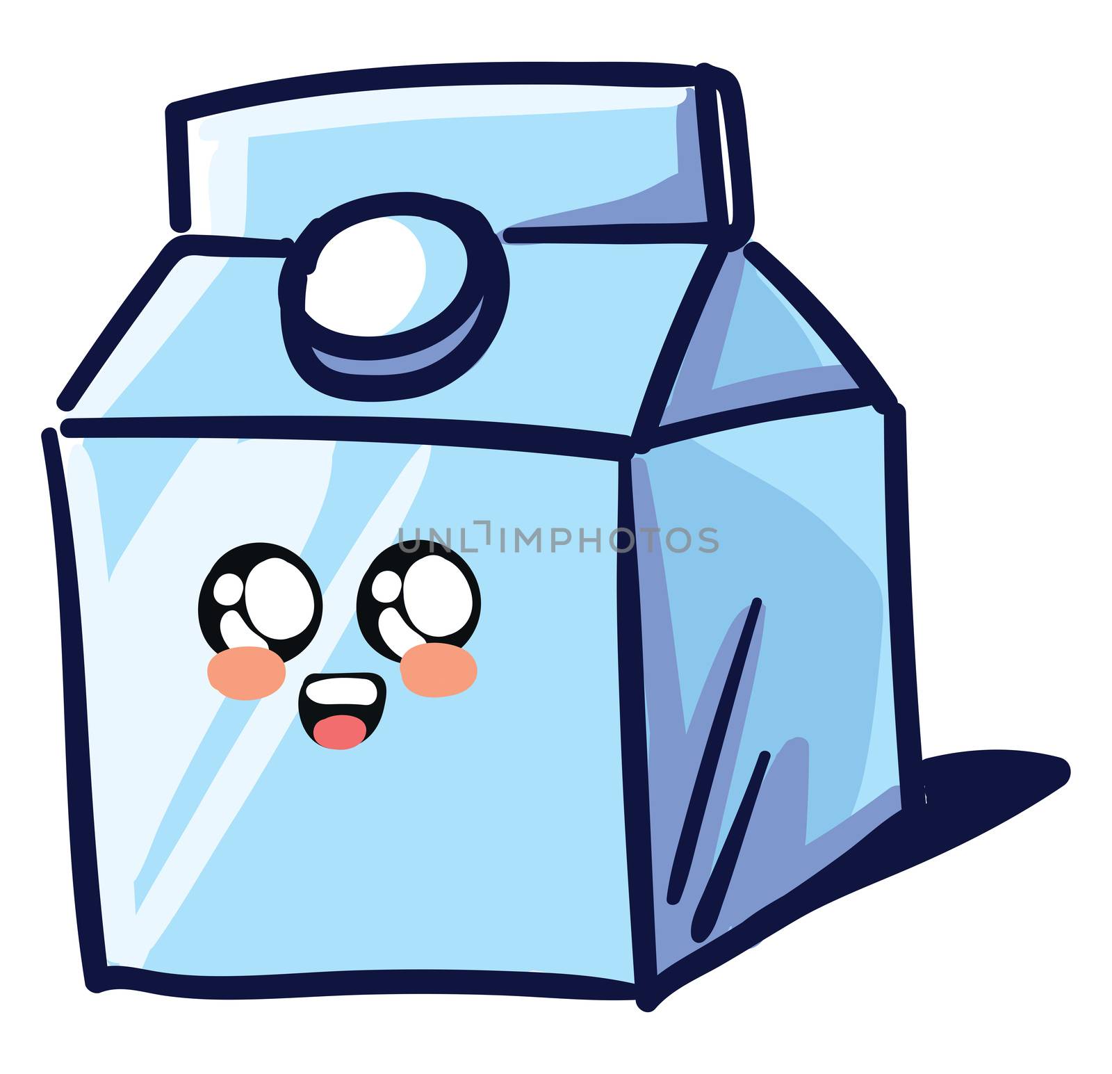 Cute milk paper box , illustration, vector on white background