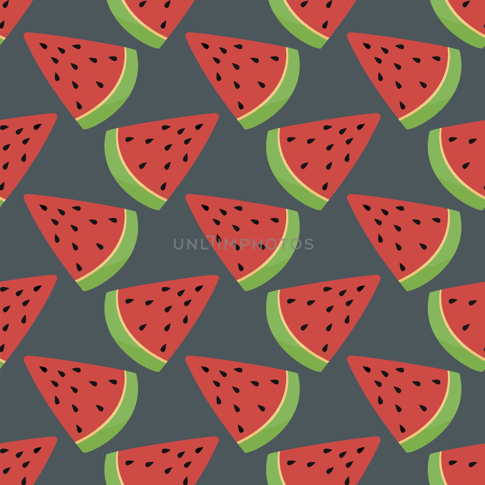 Watermelon slices pattern , illustration, vector on white backgr by Morphart