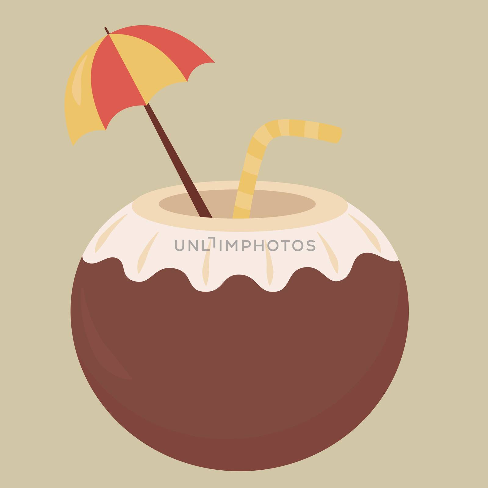 Coconut cocktail , illustration, vector on white background by Morphart