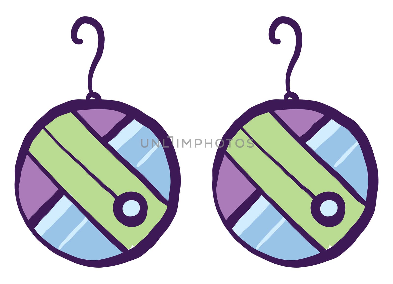 Colorful earrings , illustration, vector on white background