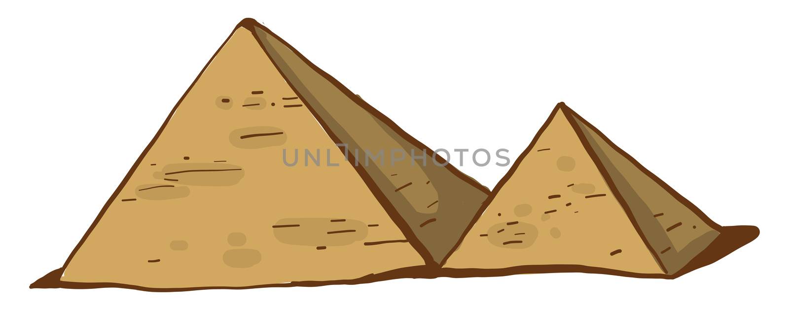 Egyptian pyramids , illustration, vector on white background by Morphart