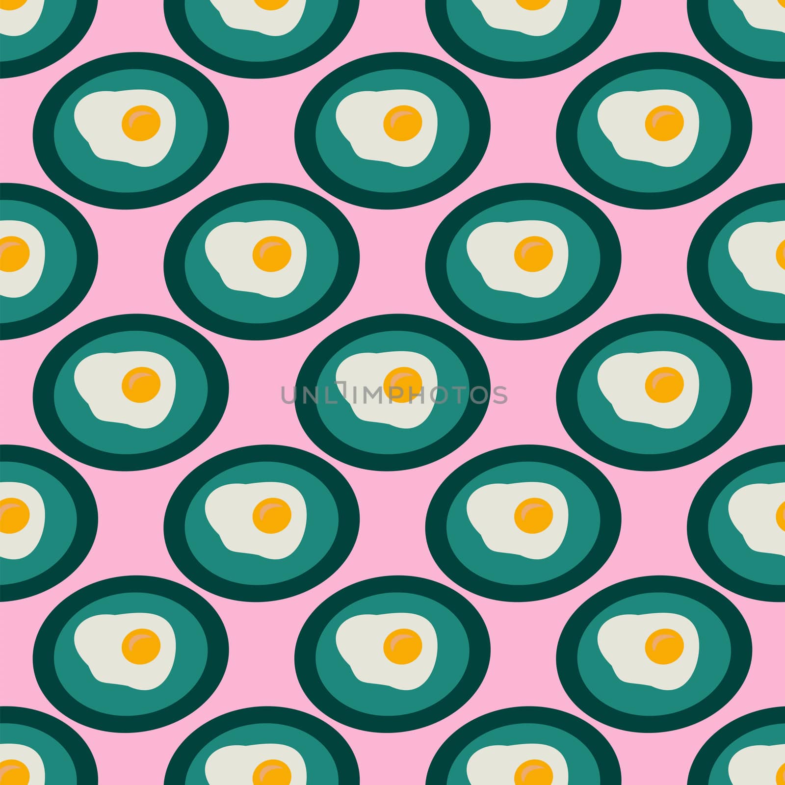 Eggs on plate pattern , illustration, vector on white background by Morphart