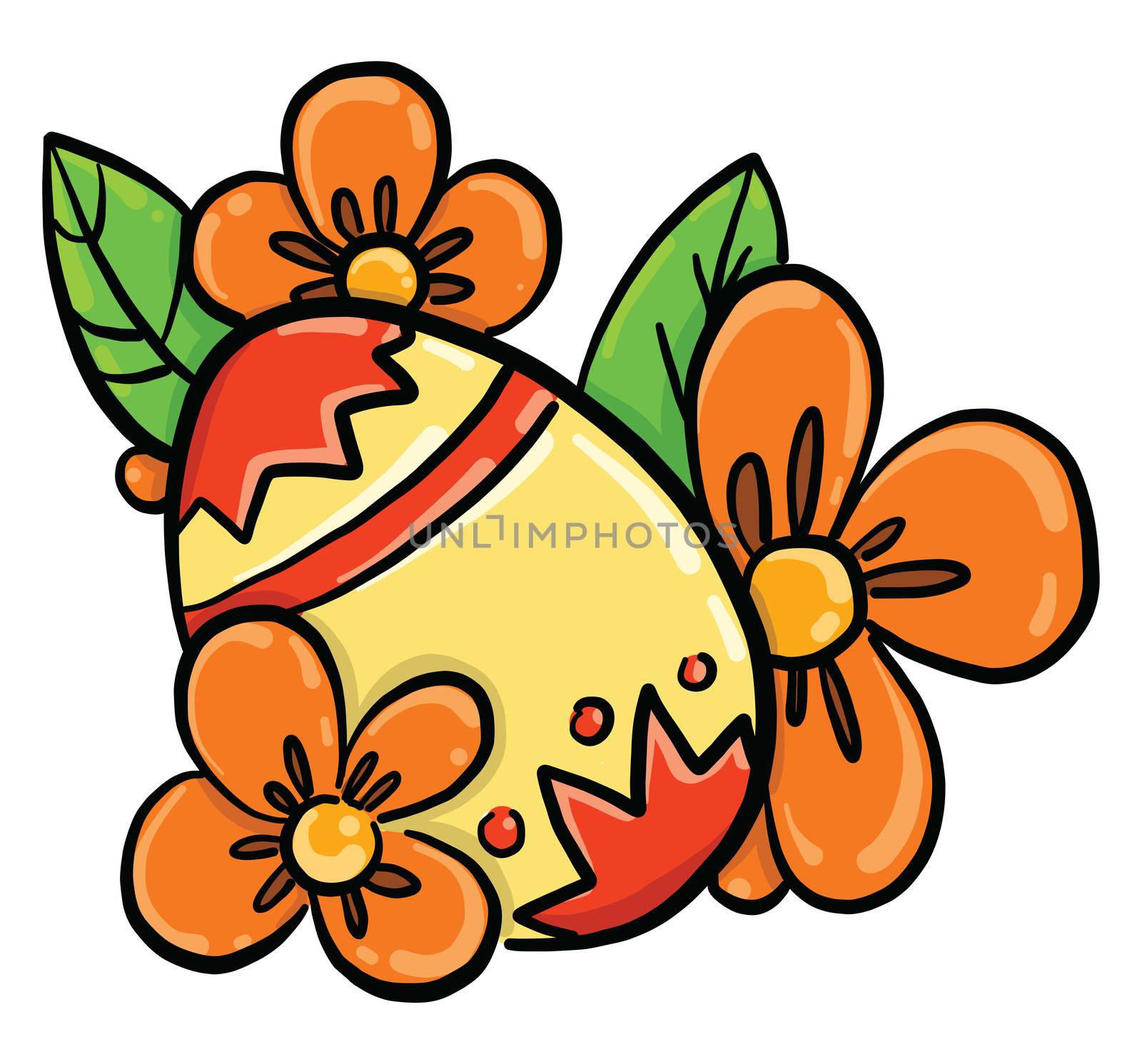 Yellow easter egg , illustration, vector on white background