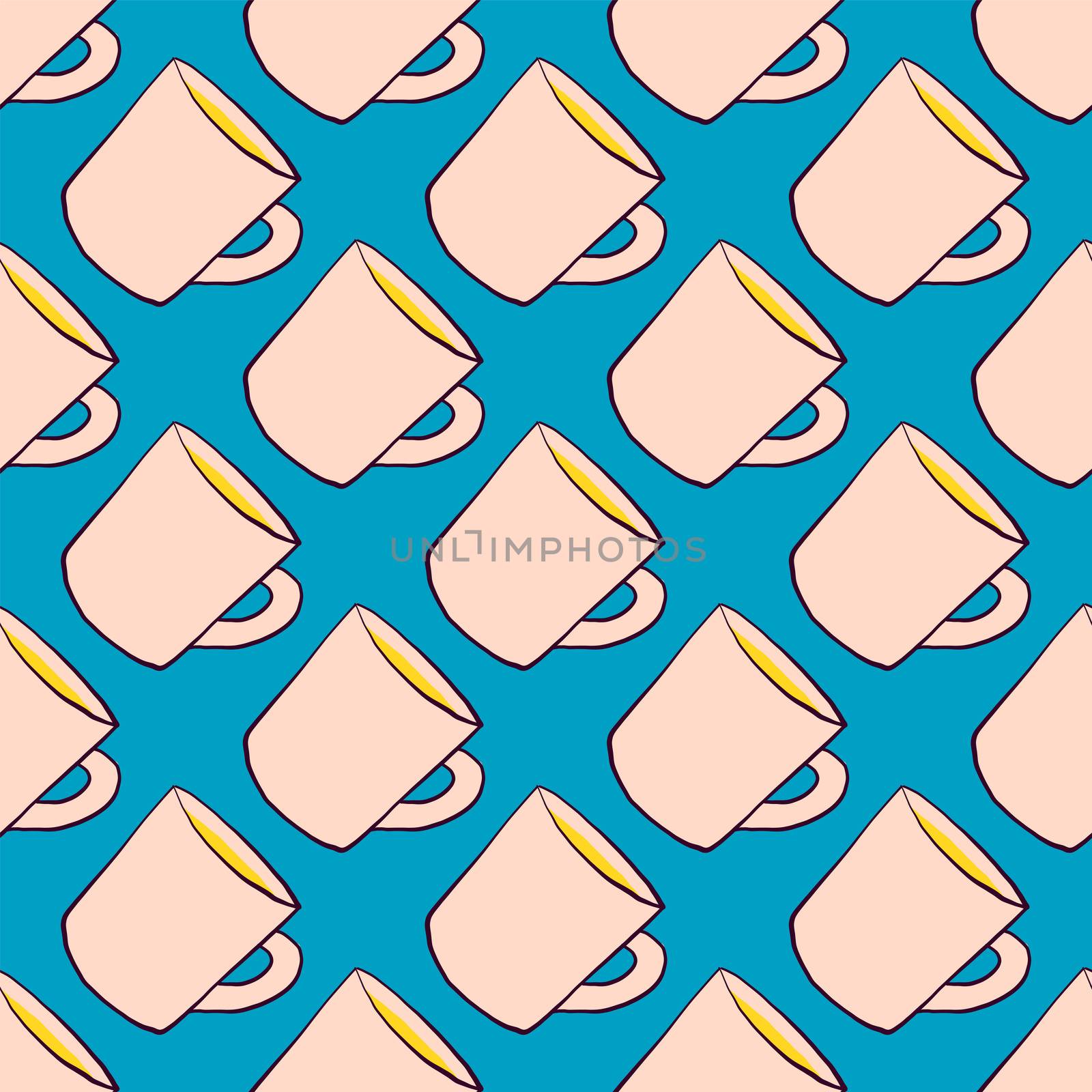 Tea cups pattern , illustration, vector on white background