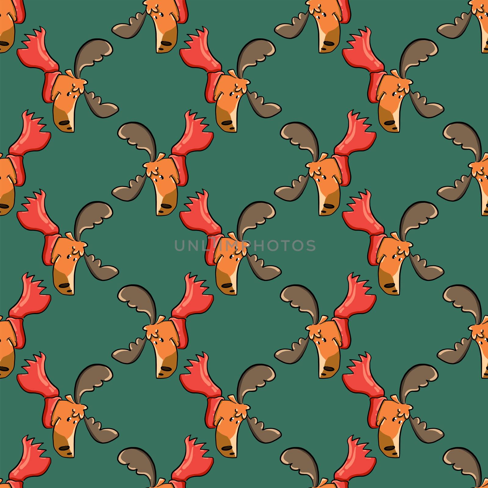 Deer head pattern , illustration, vector on white background