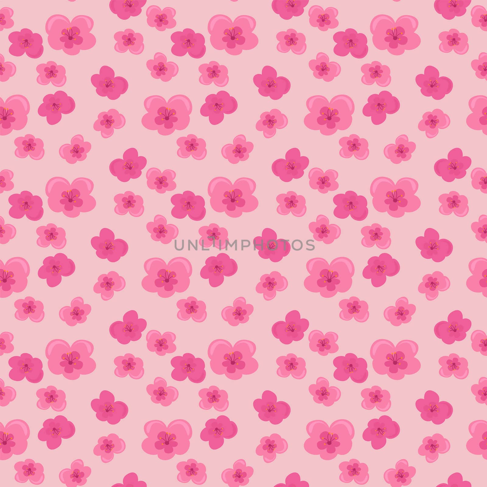 Pink flower pattern , illustration, vector on white background