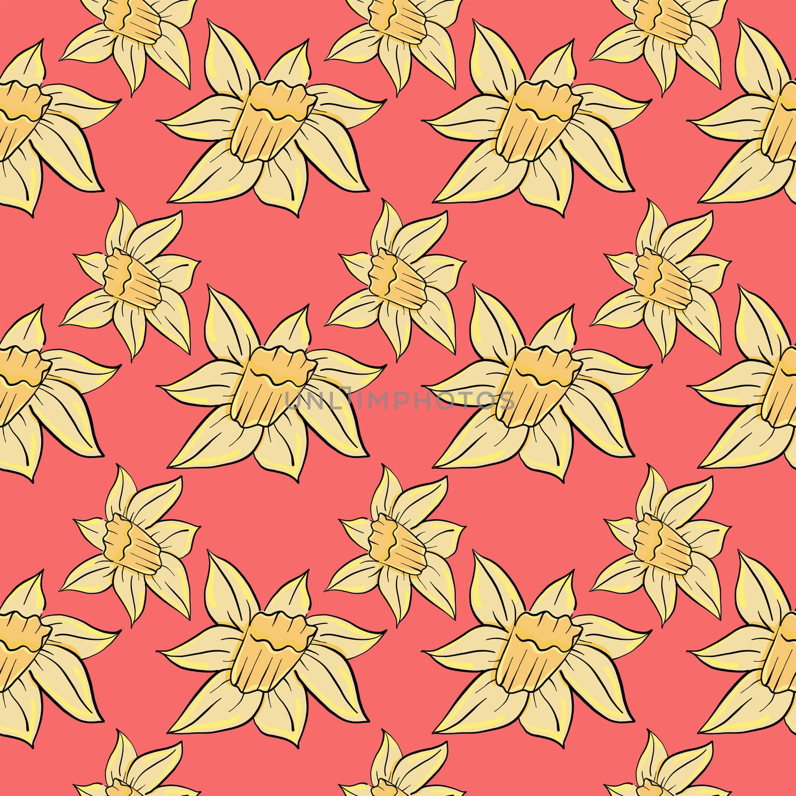 Yellow flower pattern , illustration, vector on white background by Morphart