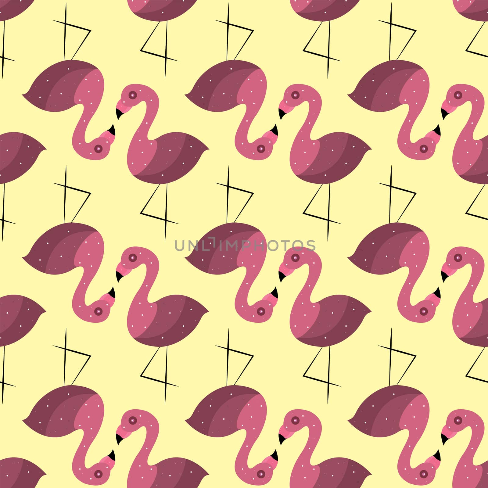 Pink flamingo pattern , illustration, vector on white background by Morphart