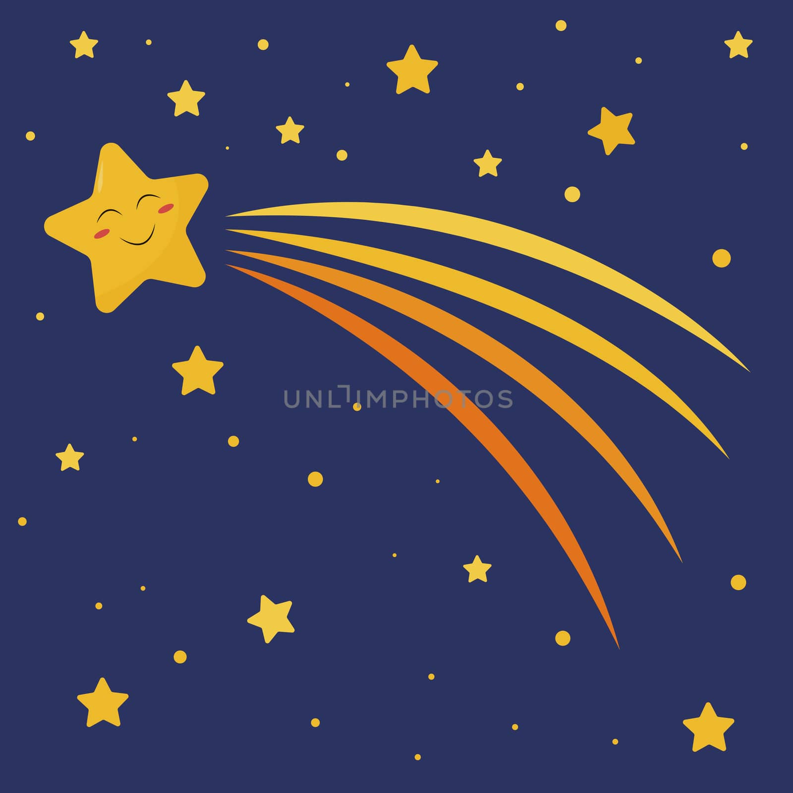Flying shooting star , illustration, vector on white background