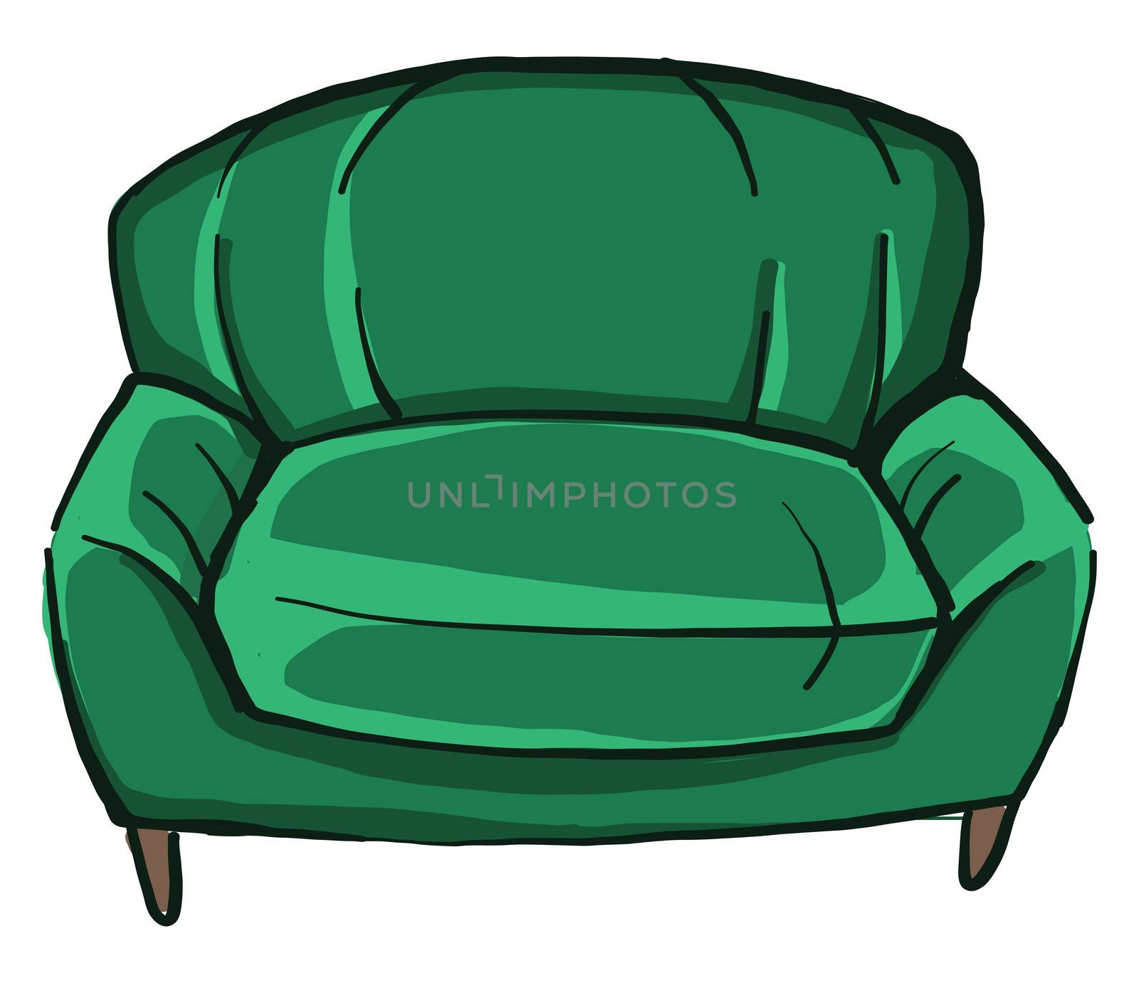 Green armchair , illustration, vector on white background