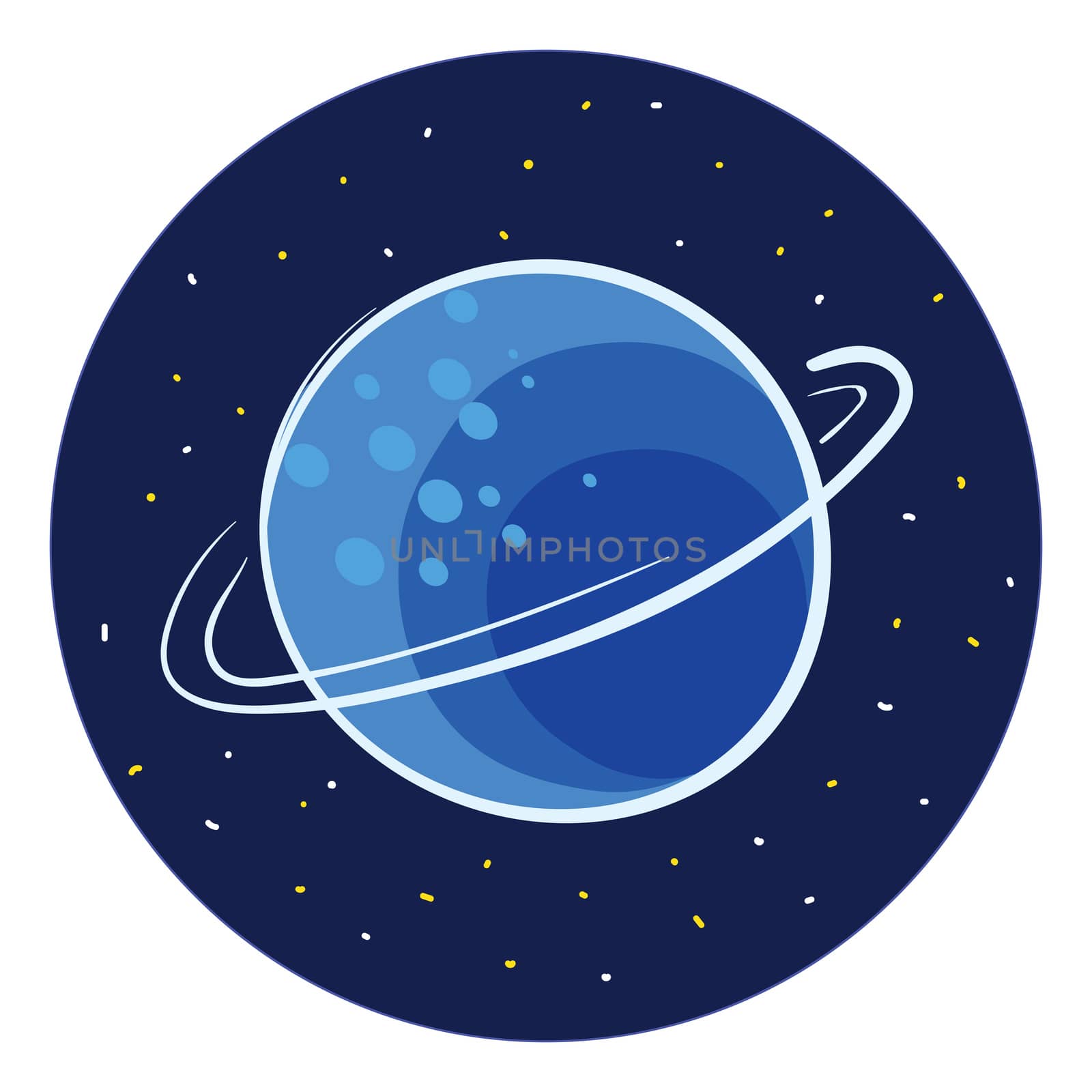 Blue planet , illustration, vector on white background by Morphart