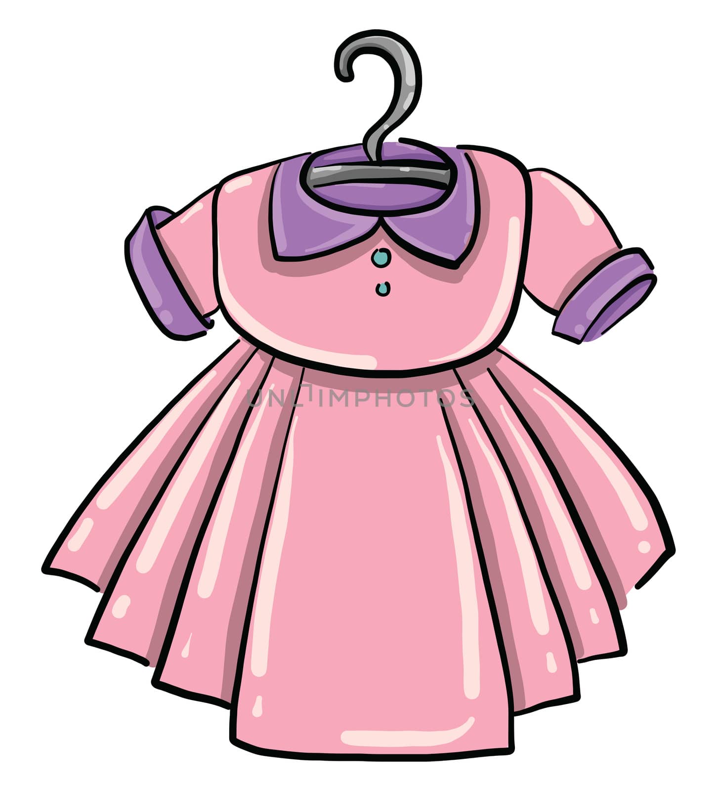 Cute pink dress , illustration, vector on white background