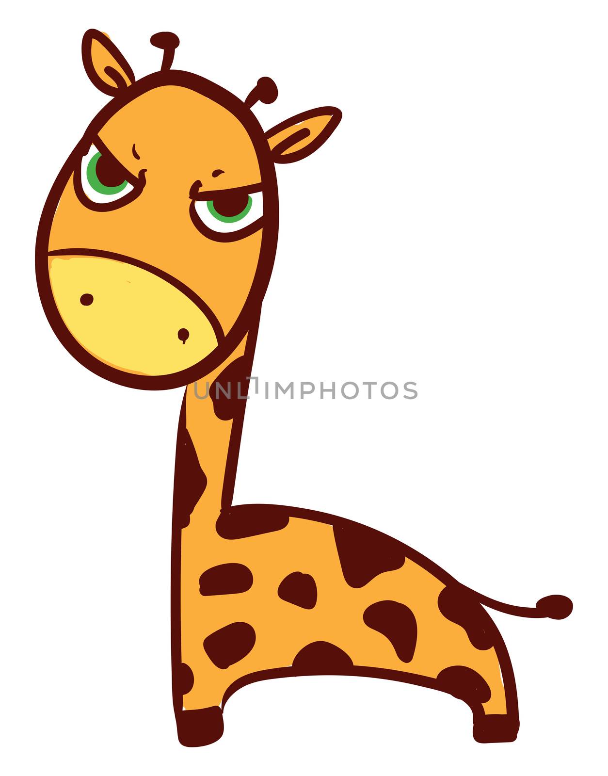 Angry giraffe , illustration, vector on white background