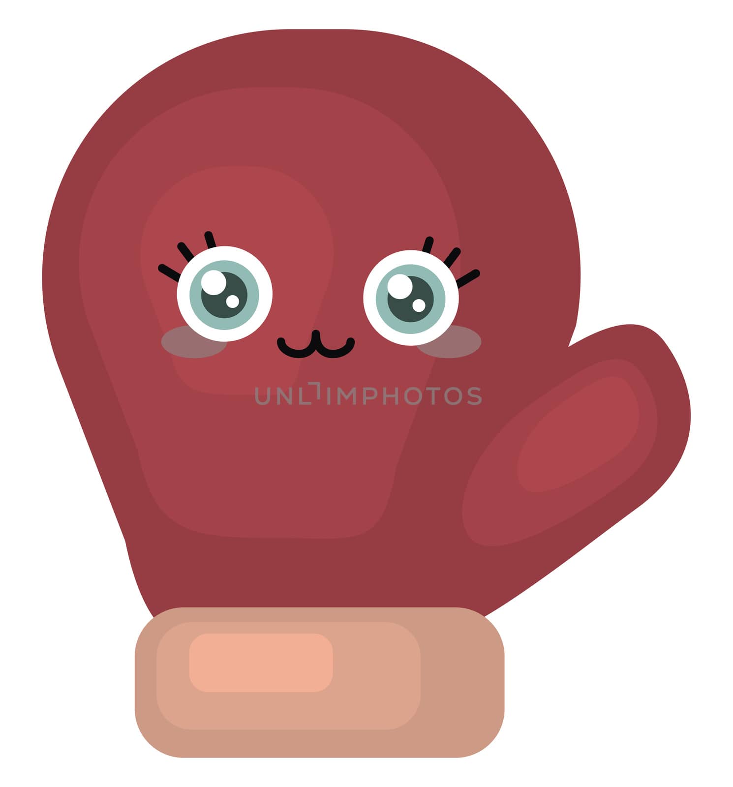 Red mitten , illustration, vector on white background