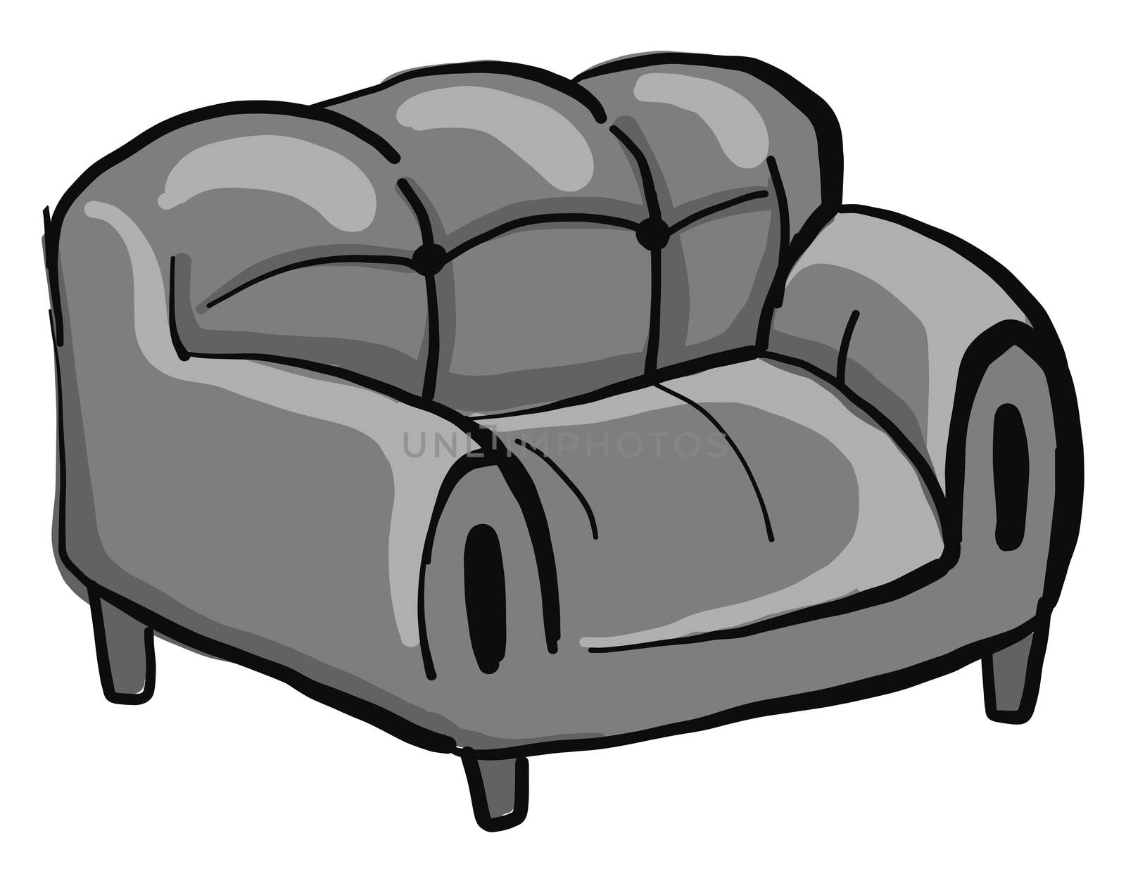 Gray couch , illustration, vector on white background by Morphart