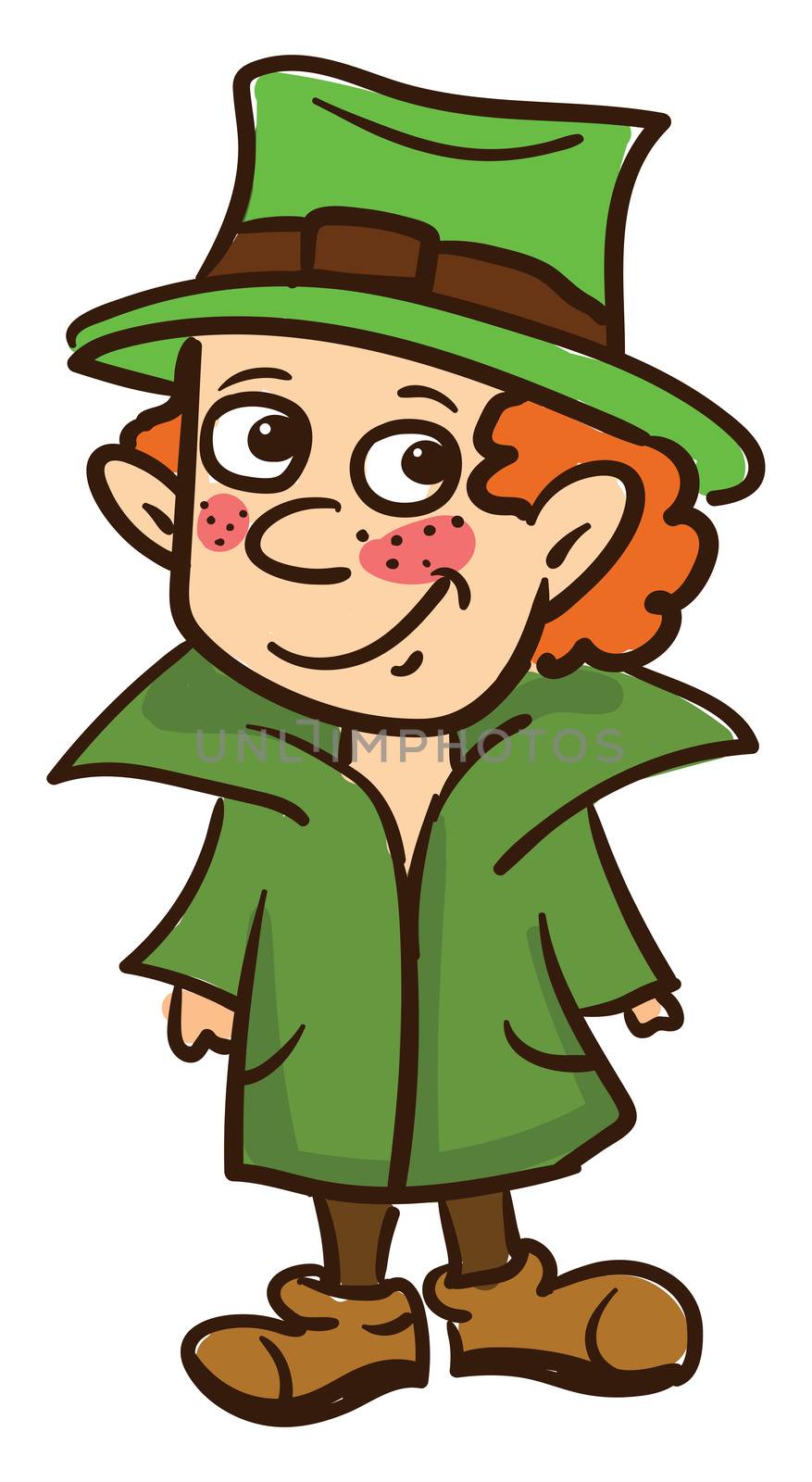 Happy Irishman with hat , illustration, vector on white background