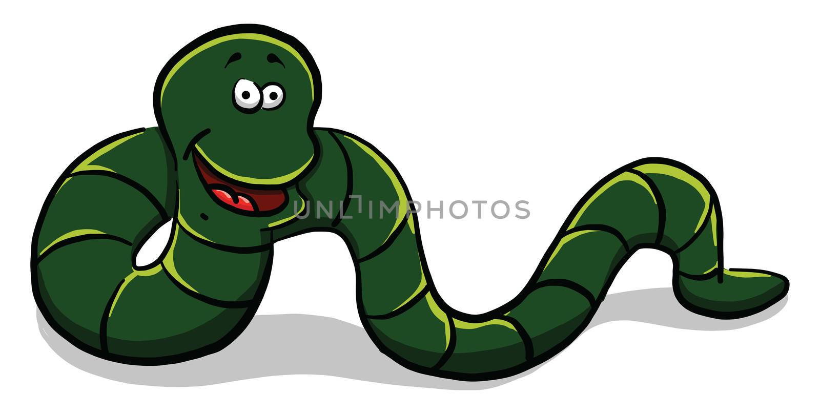 Green worm , illustration, vector on white background by Morphart
