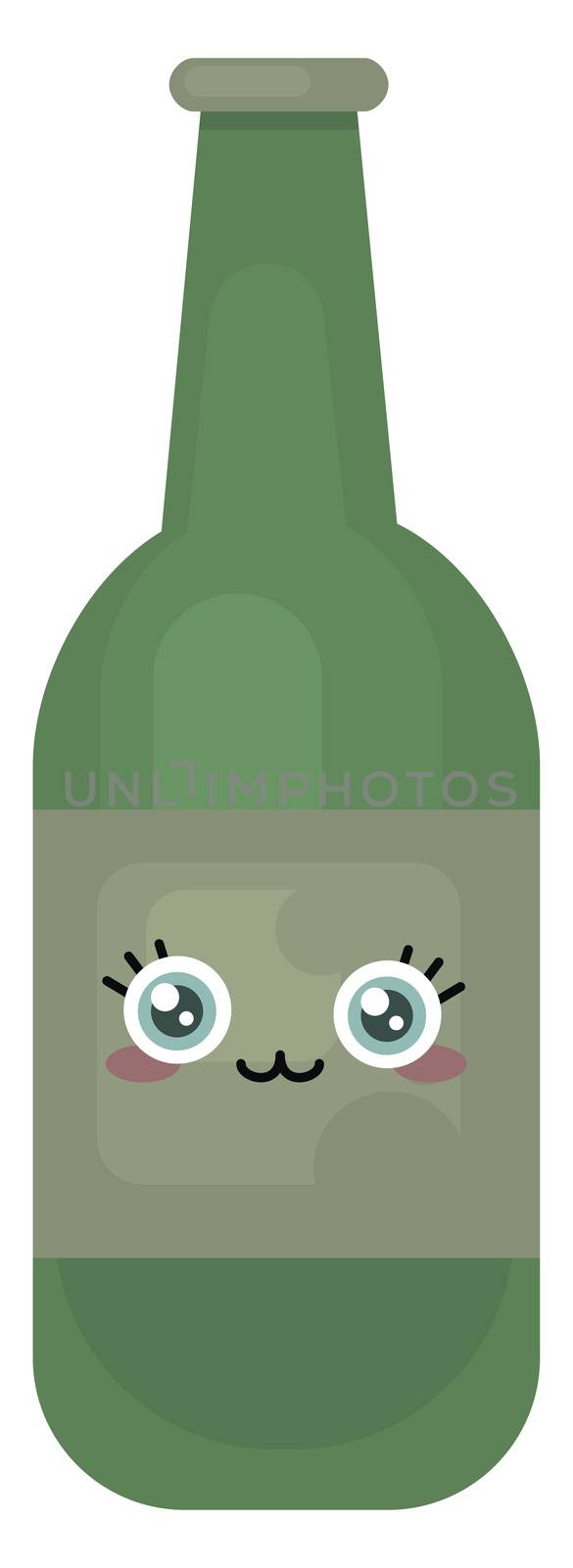 Happy bottle of wine , illustration, vector on white background