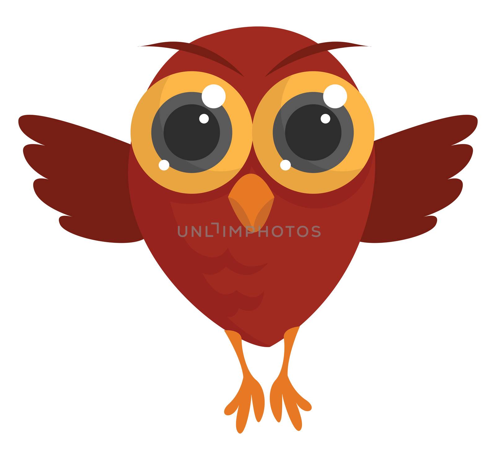 Flying red owl , illustration, vector on white background