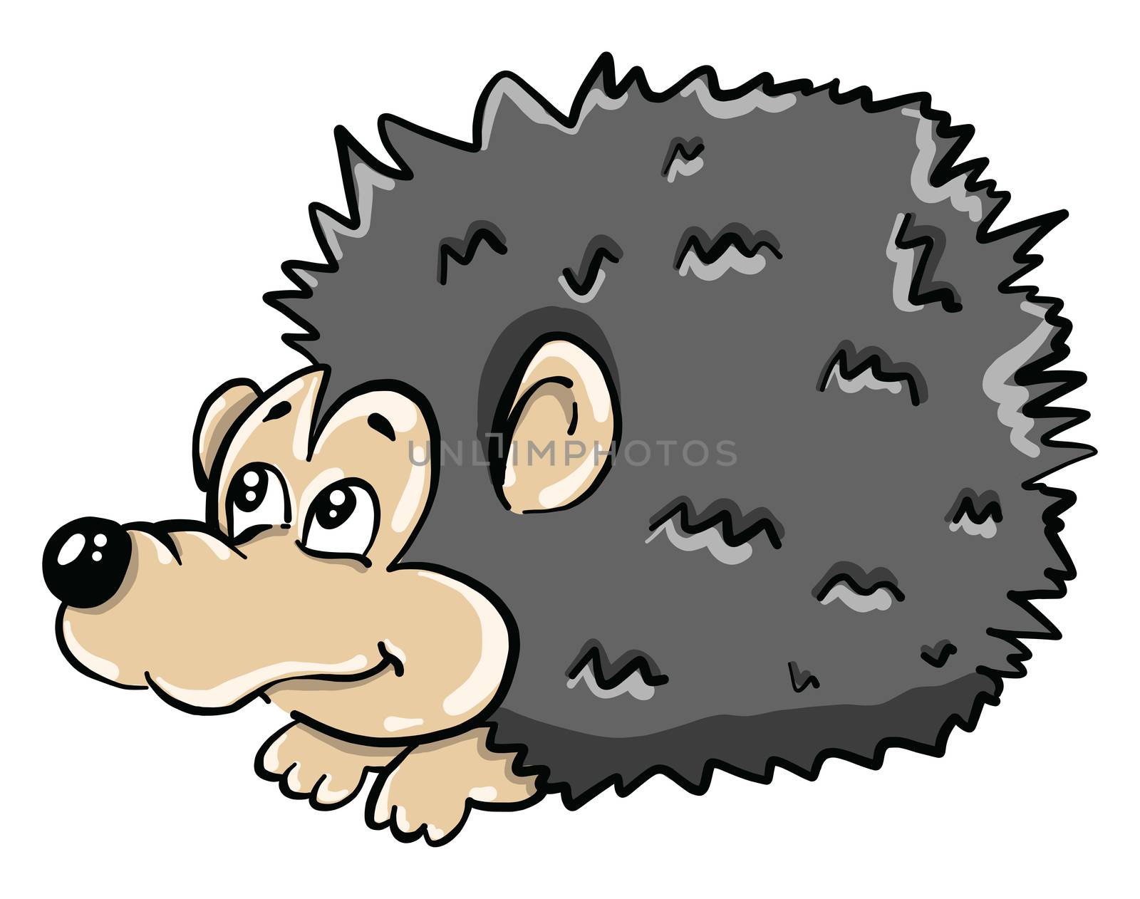 Gray hedgehog , illustration, vector on white background