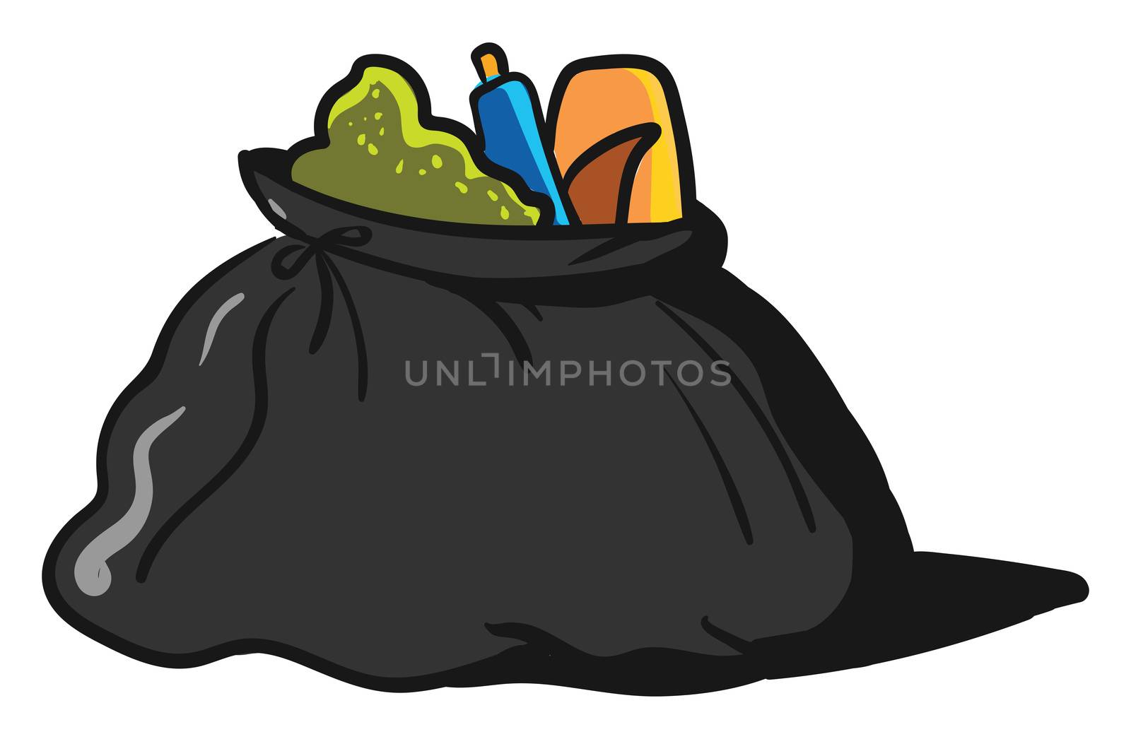 Garbage bag , illustration, vector on white background by Morphart