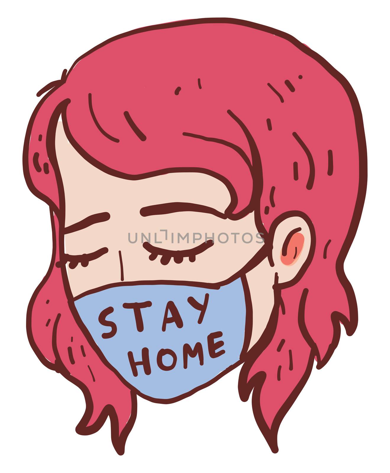 Girl with red hair , illustration, vector on white background