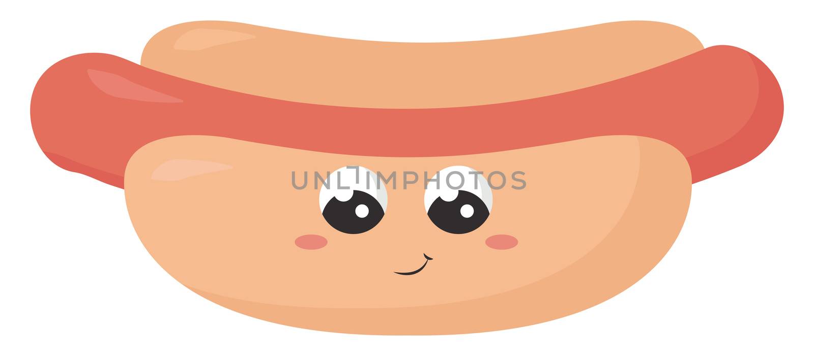 Cute hot dog , illustration, vector on white background by Morphart
