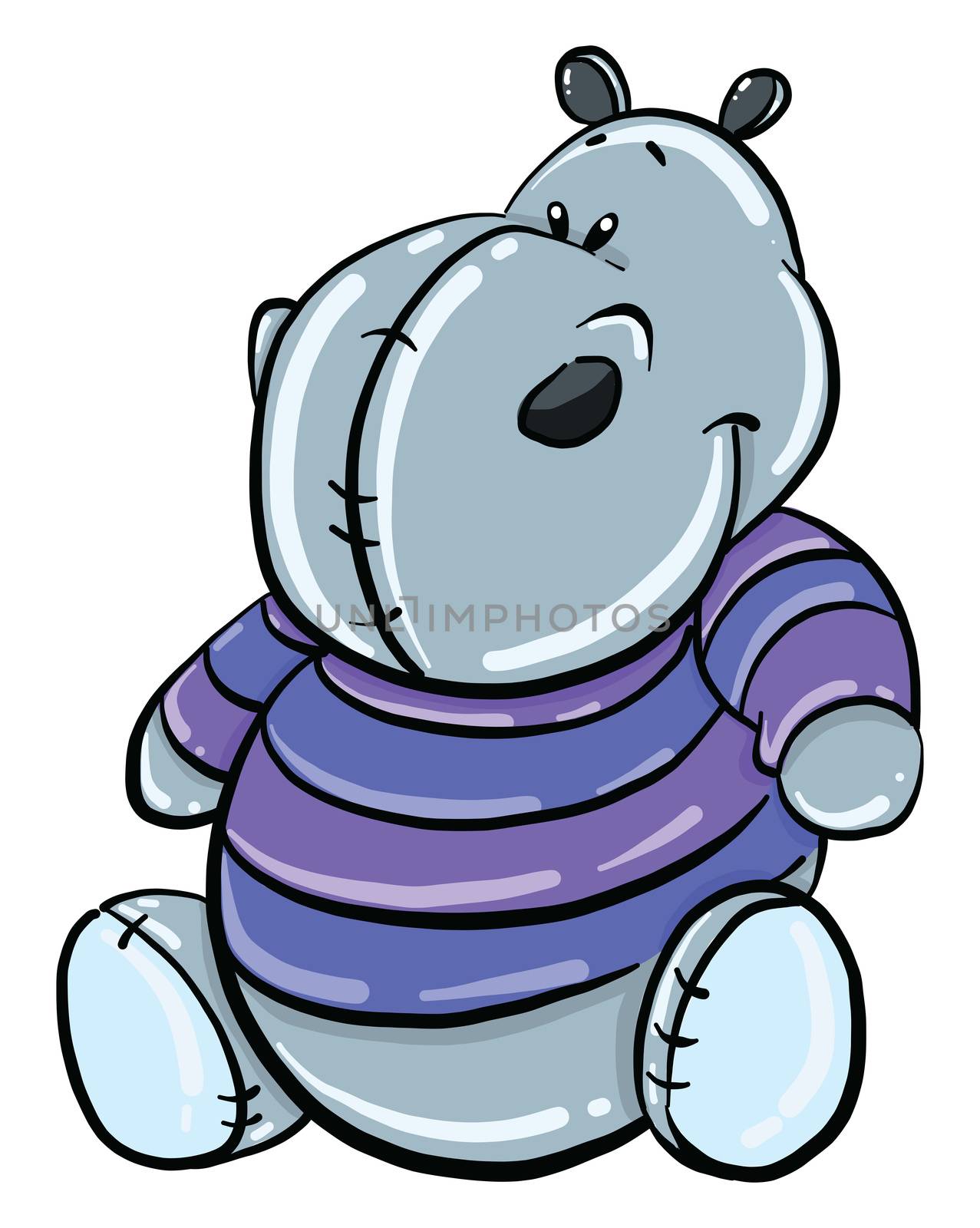 Hippo with sweater , illustration, vector on white background