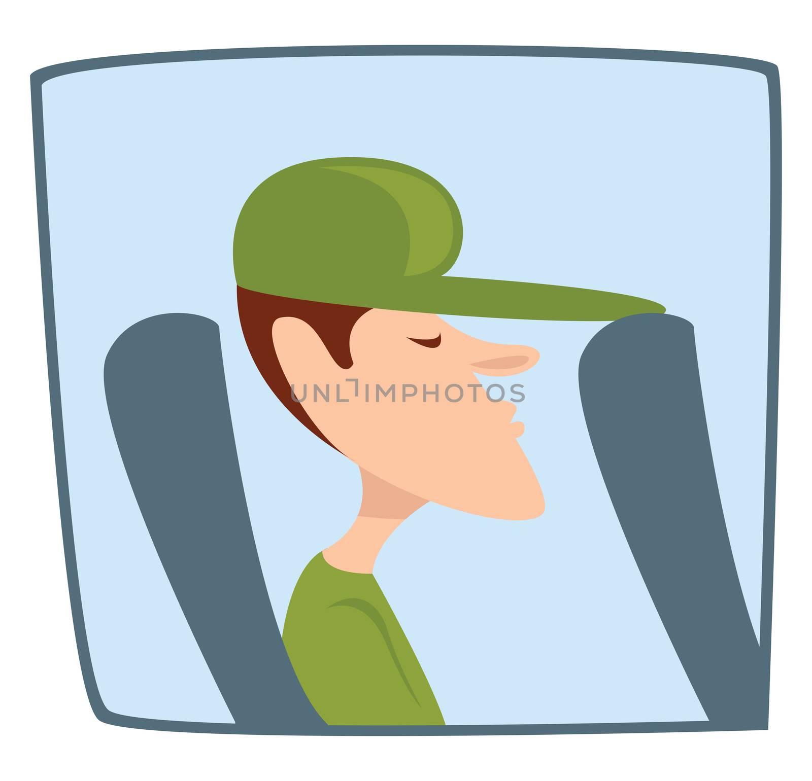 Man in bus , illustration, vector on white background by Morphart