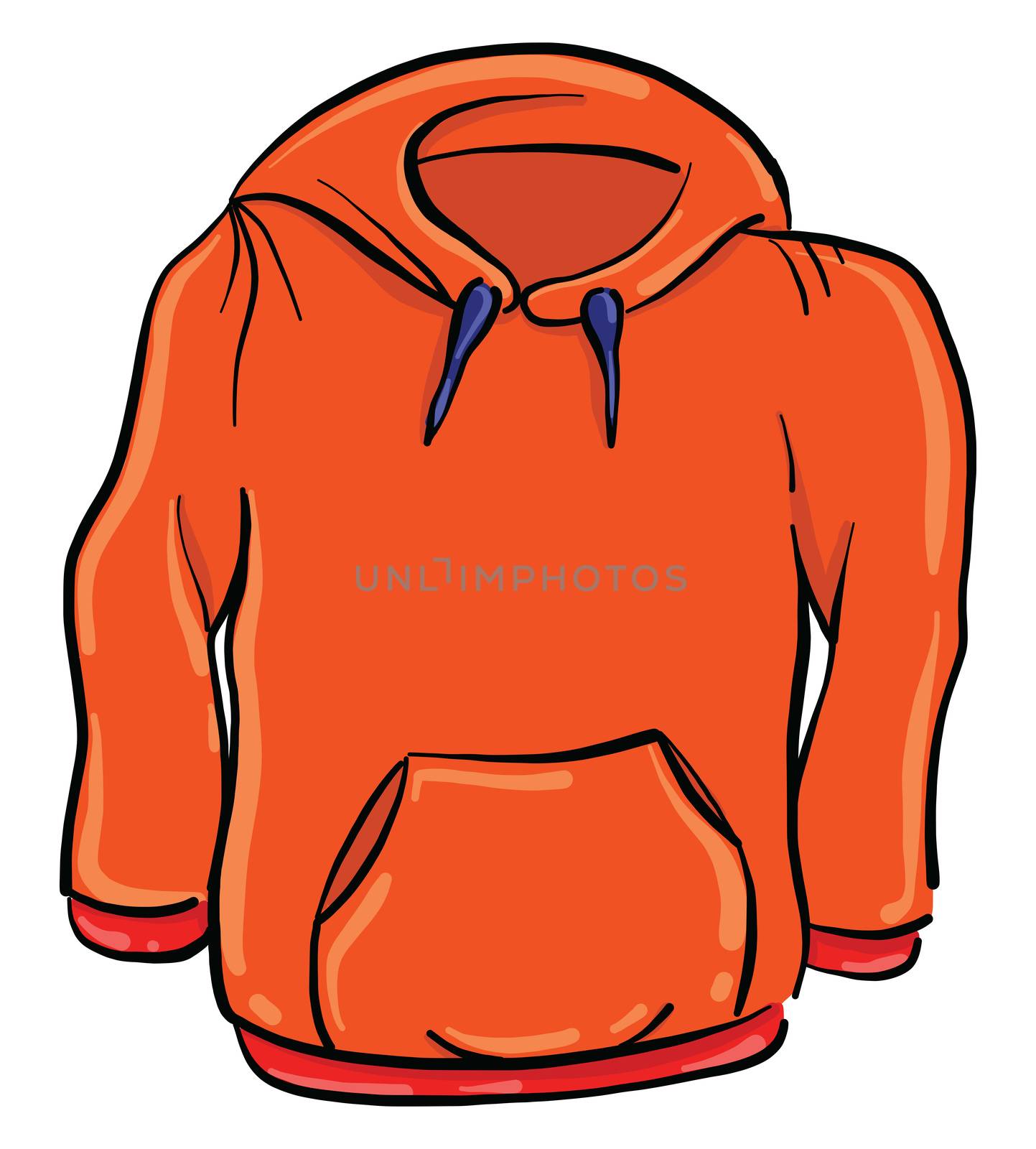 Red hoody , illustration, vector on white background