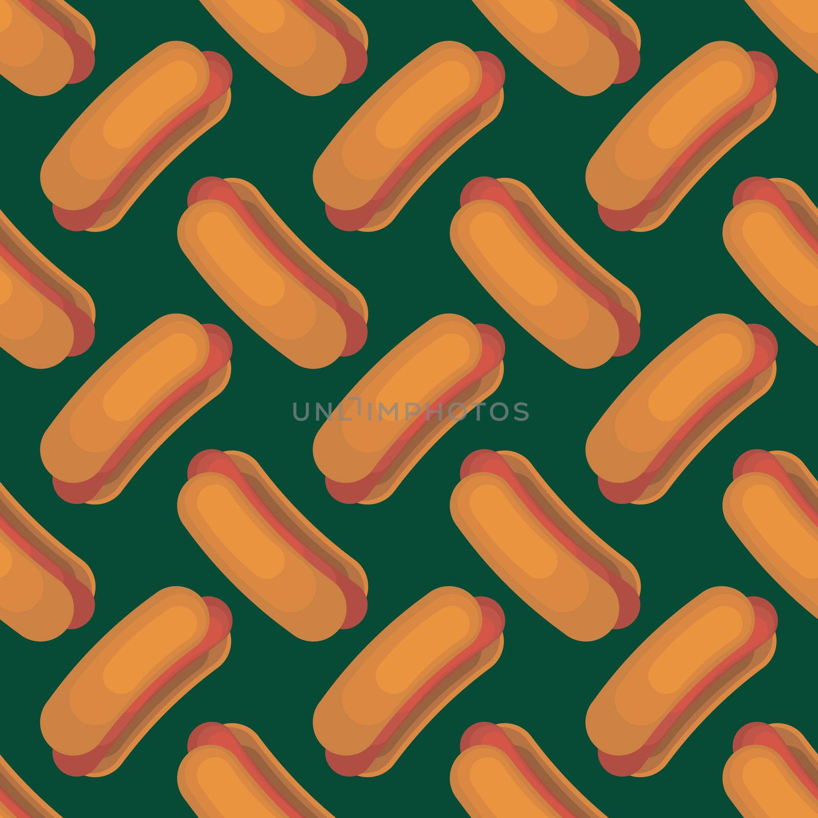 Hot dog pattern , illustration, vector on white background by Morphart