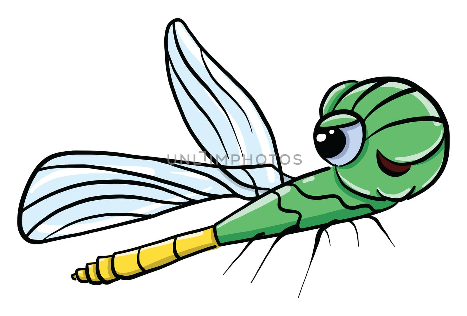 Green flying insect , illustration, vector on white background