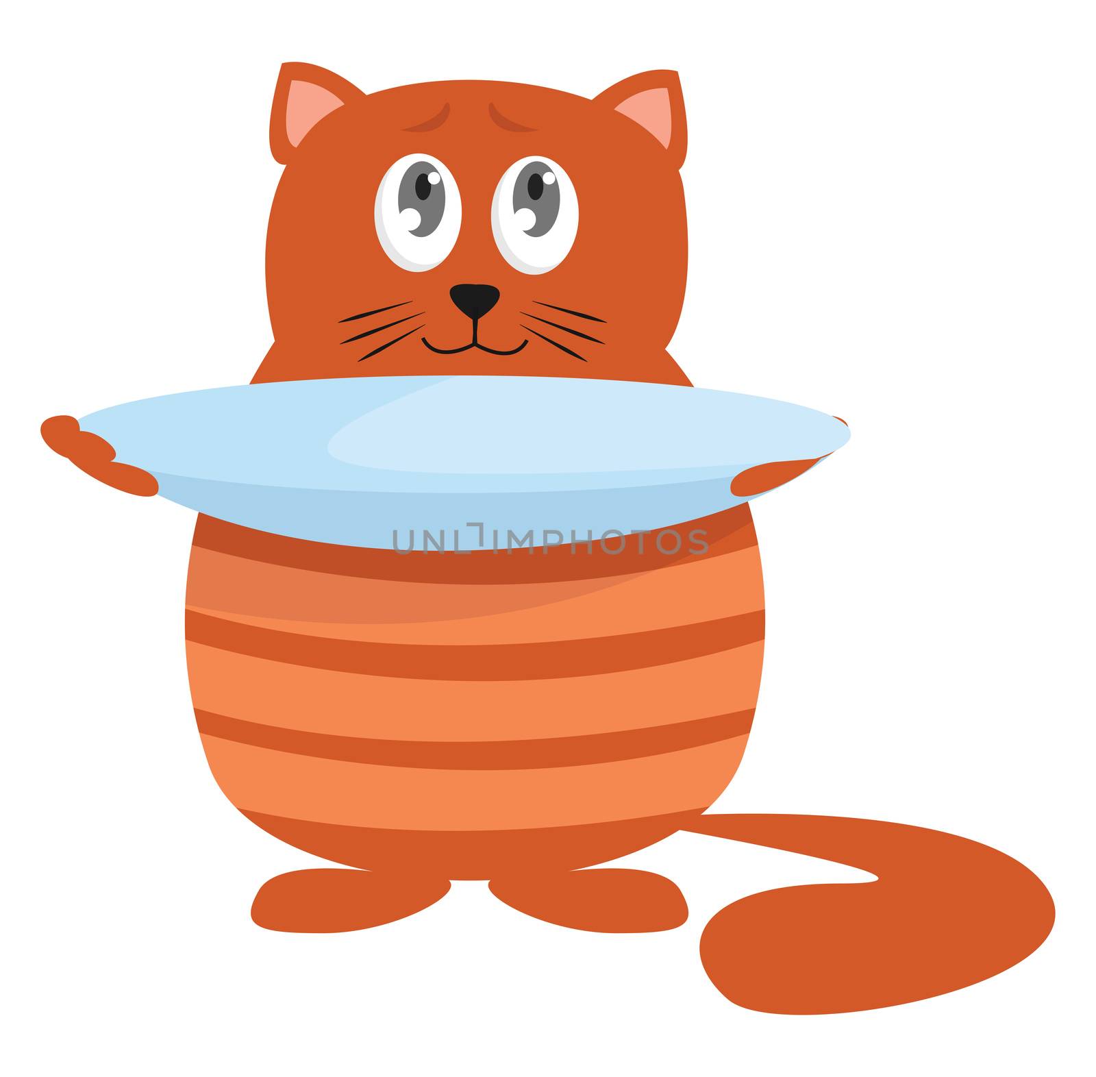 Hungry cat , illustration, vector on white background