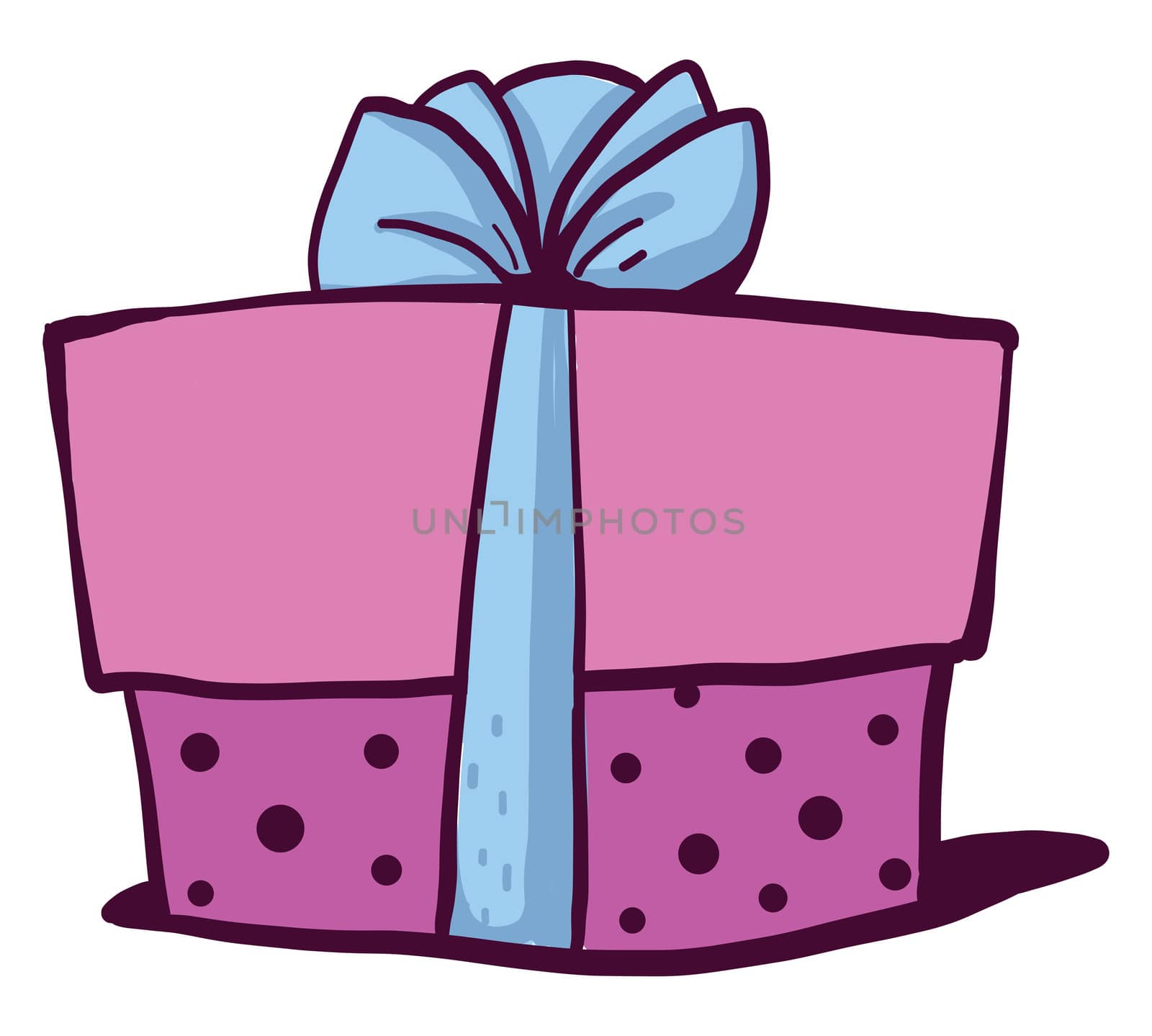Pink birthday present , illustration, vector on white background by Morphart