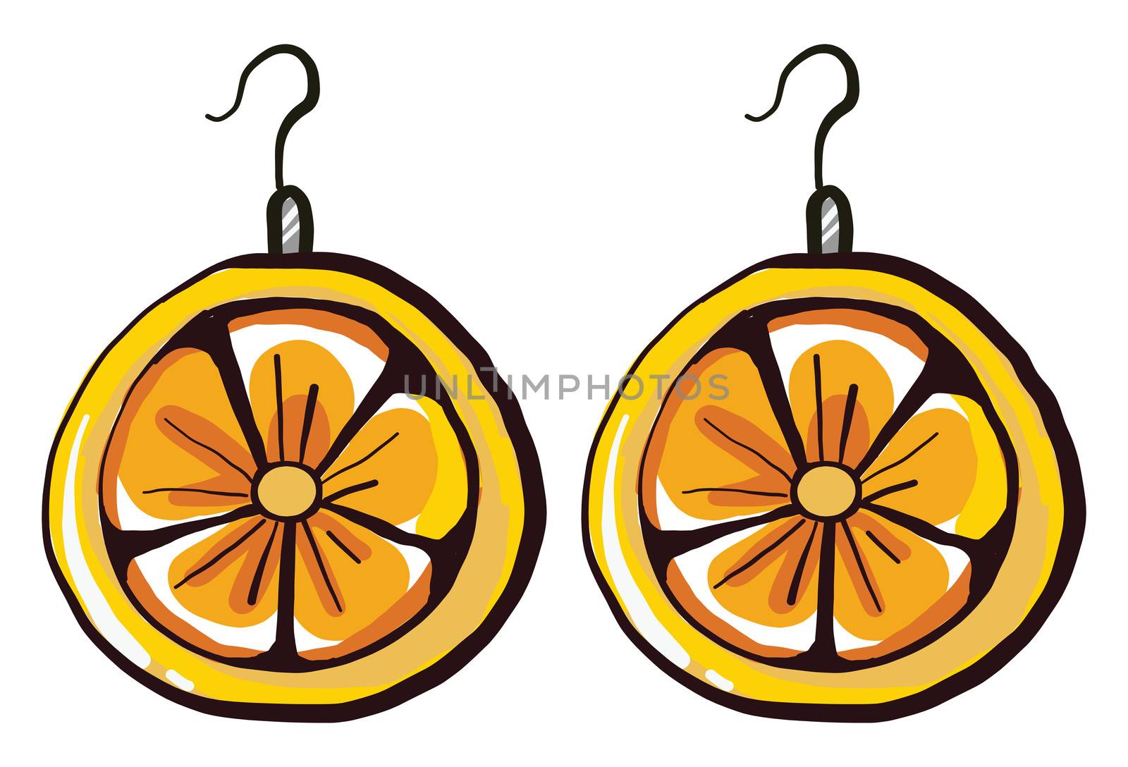 Lemon earrings , illustration, vector on white background by Morphart